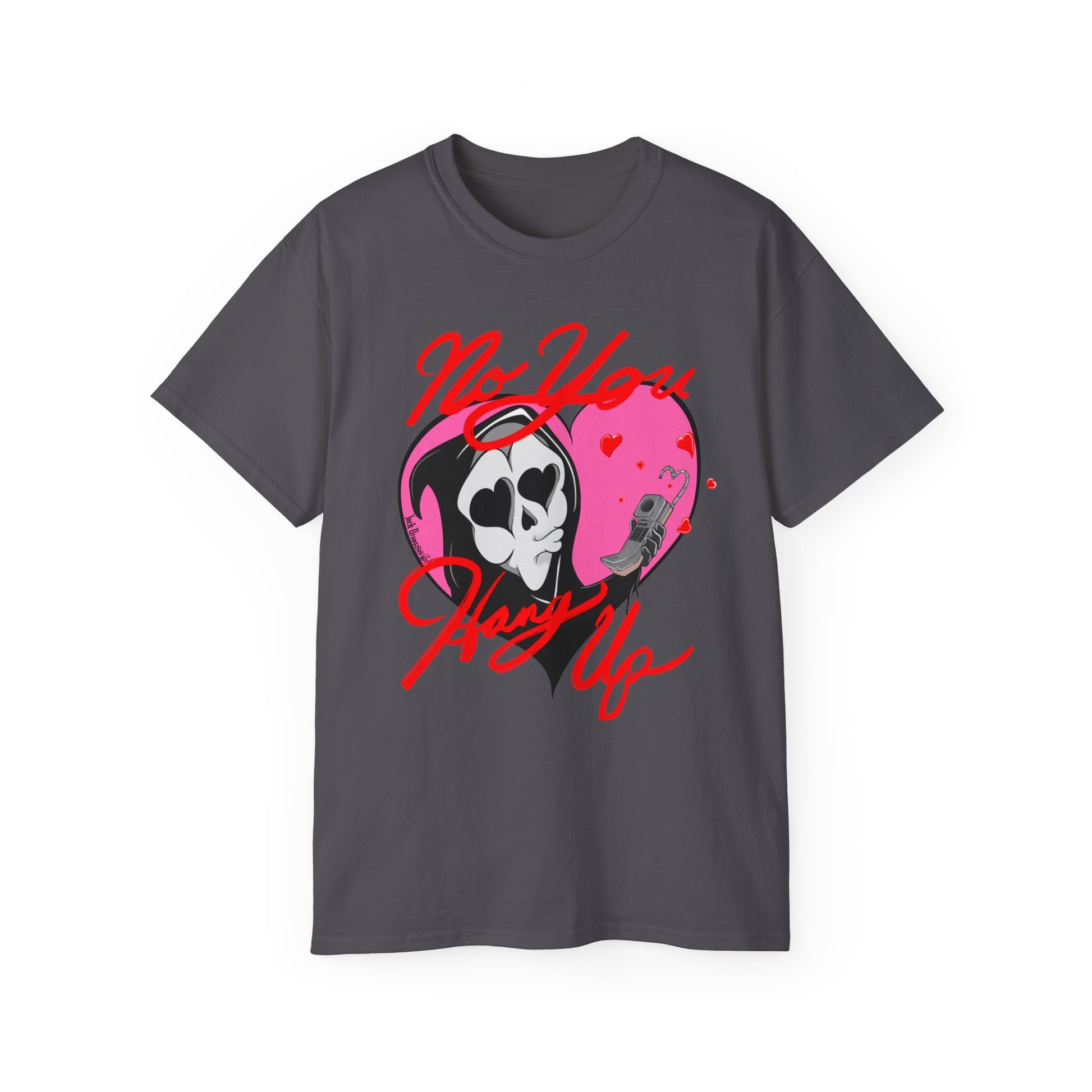 No You Hang Up - Heart Eyes Ghostface Funny Valentine, Unisex Cotton Tee