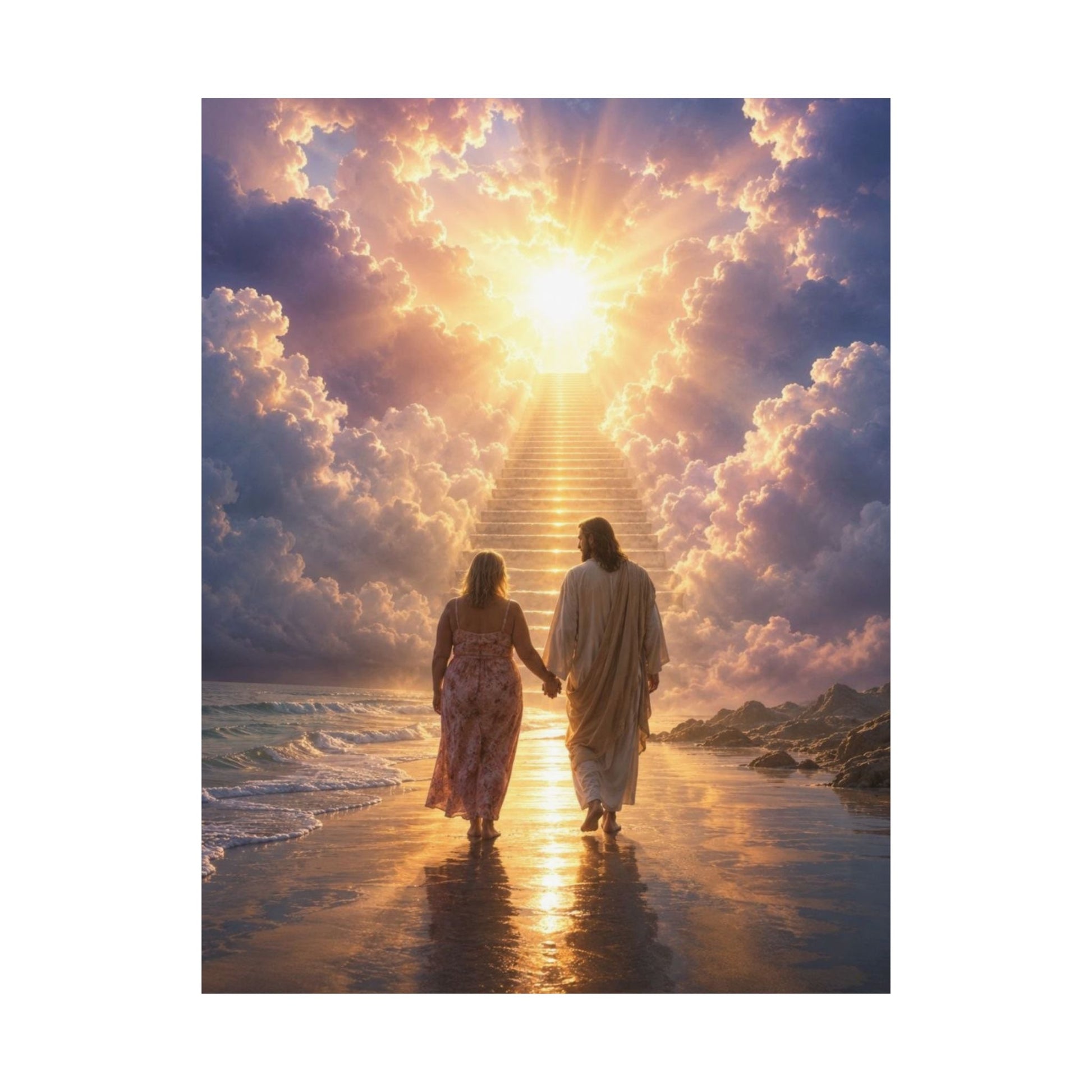 custom Christina Jesus Walks with Woman Poster — Inspirational Religious Wall Art