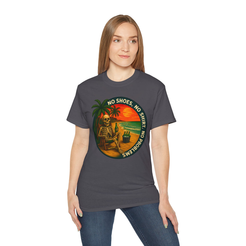 Beach Vibes Skeleton Tee, No Shoes No Shirt No Problems Shirt,