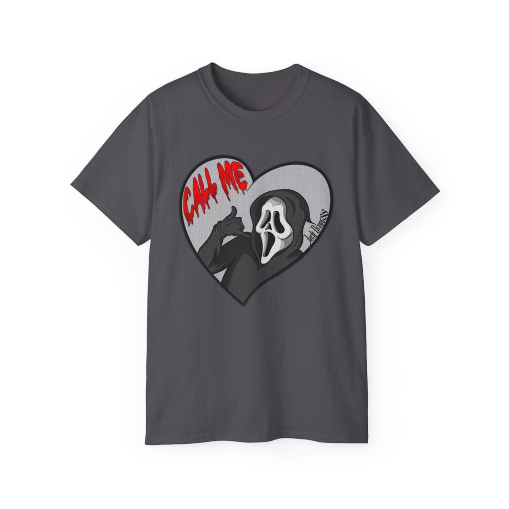Ghostface Call Me Heart – Horror Parody Unisex Tee