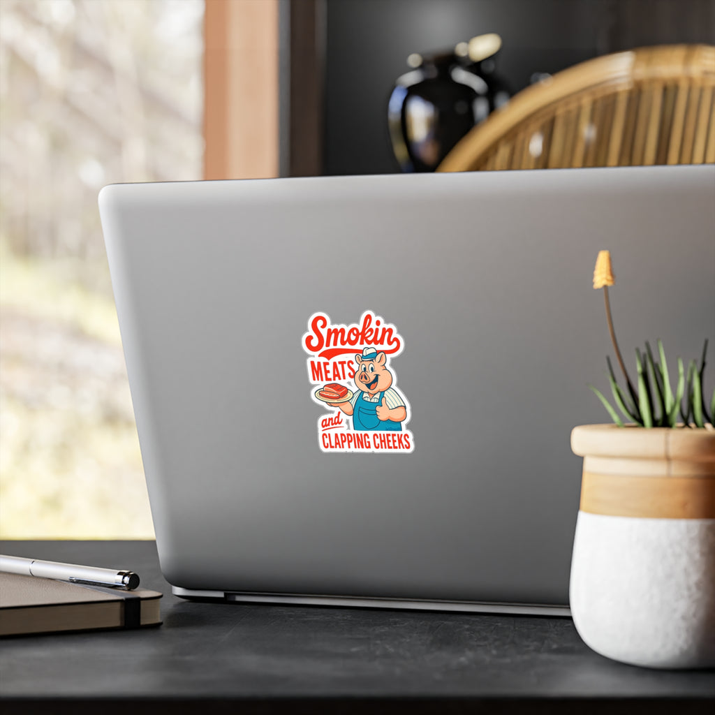 Smokin' Meats and Clapping Cheeks Vinyl Decals, Funny BBQ Stickers, Kitchen Decor, Grill Lover Gifts, Humor Car Decals
