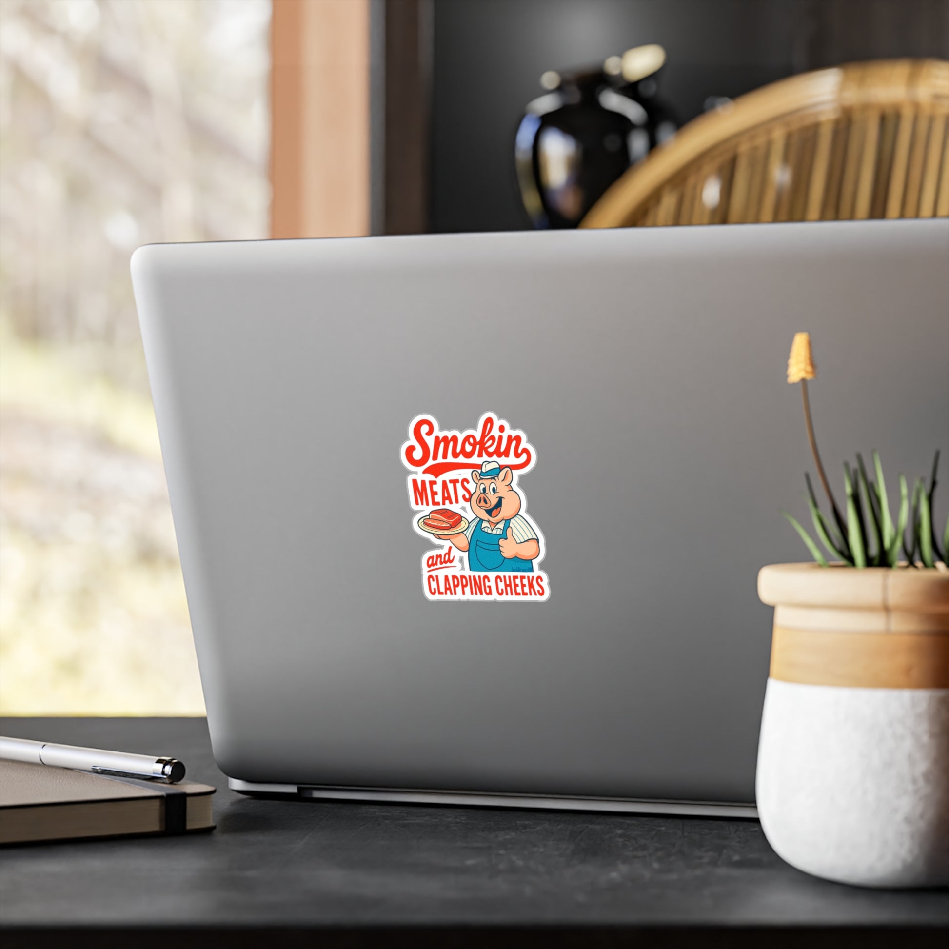 Smokin' Meats and Clapping Cheeks Vinyl Decals, Funny BBQ Stickers, Kitchen Decor, Grill Lover Gifts, Humor Car Decals