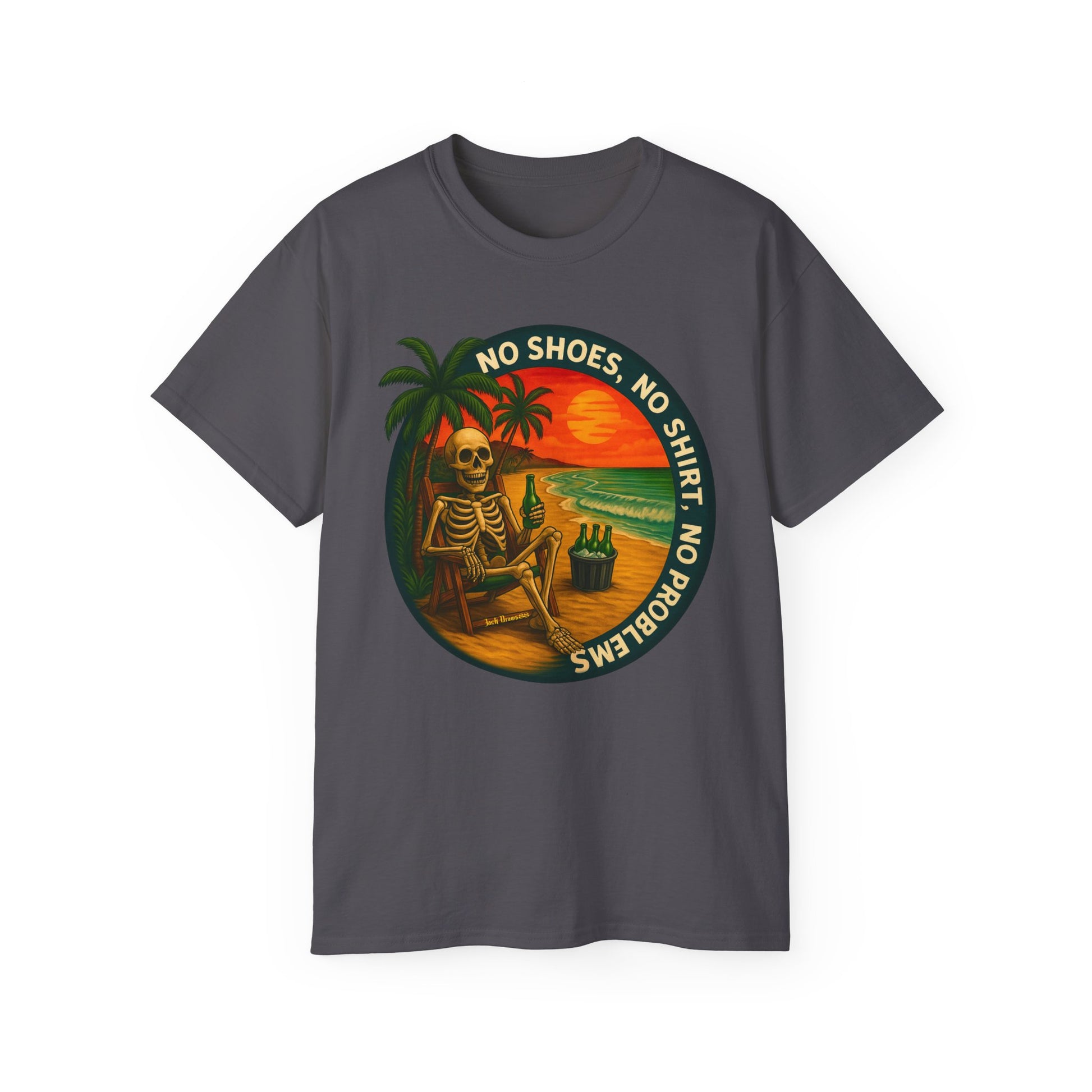 Beach Vibes Skeleton Tee, No Shoes No Shirt No Problems Shirt,