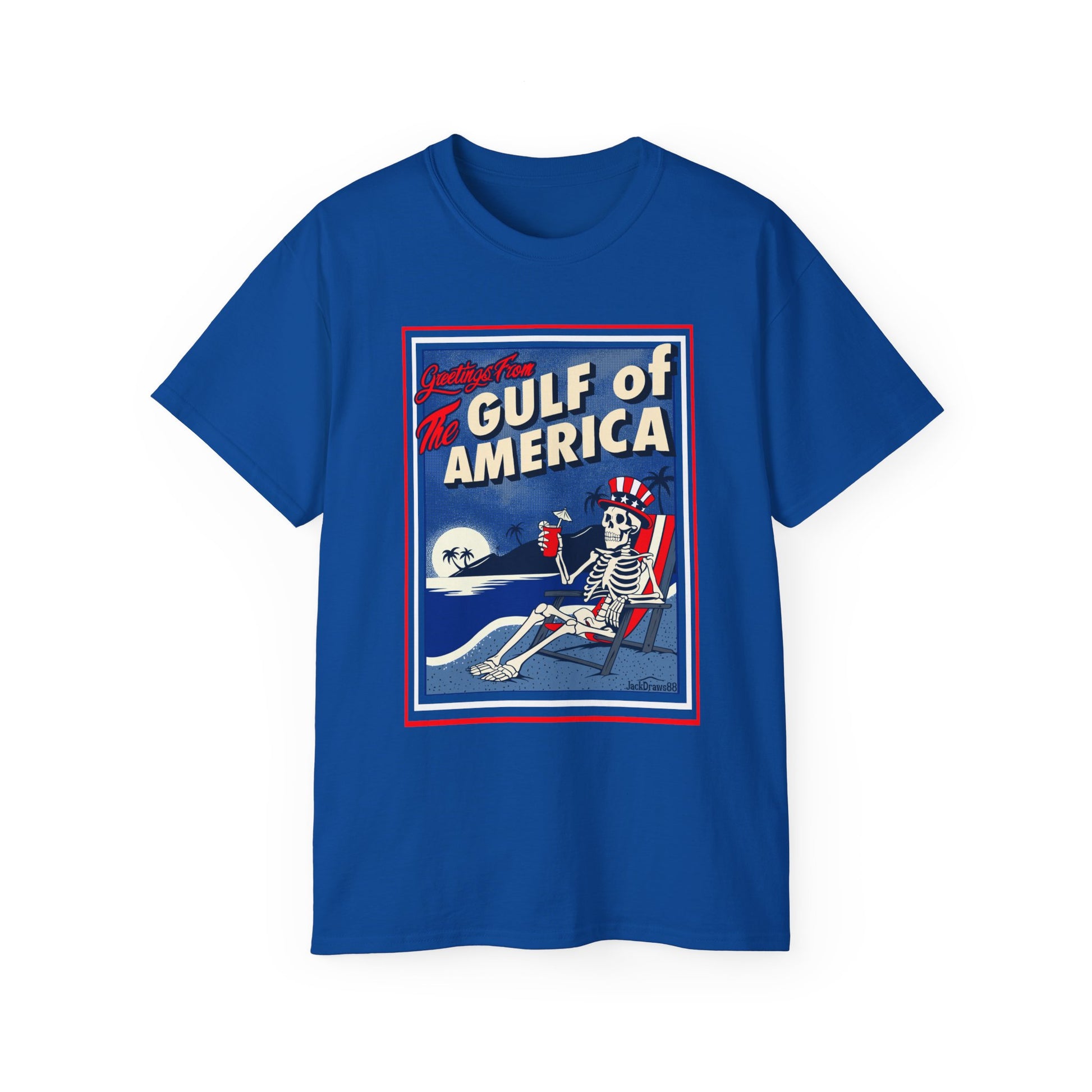 Greetings from the Gulf of America – Skeleton Vacation Tee 💀🌴🇺🇸