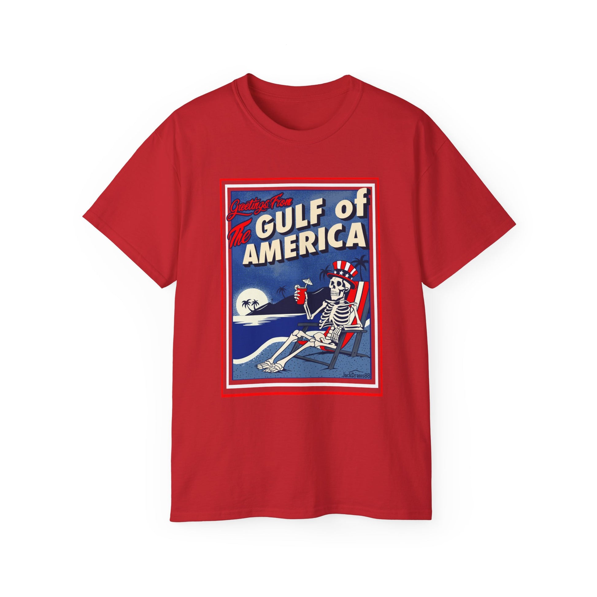 Greetings from the Gulf of America – Skeleton Vacation Tee 💀🌴🇺🇸