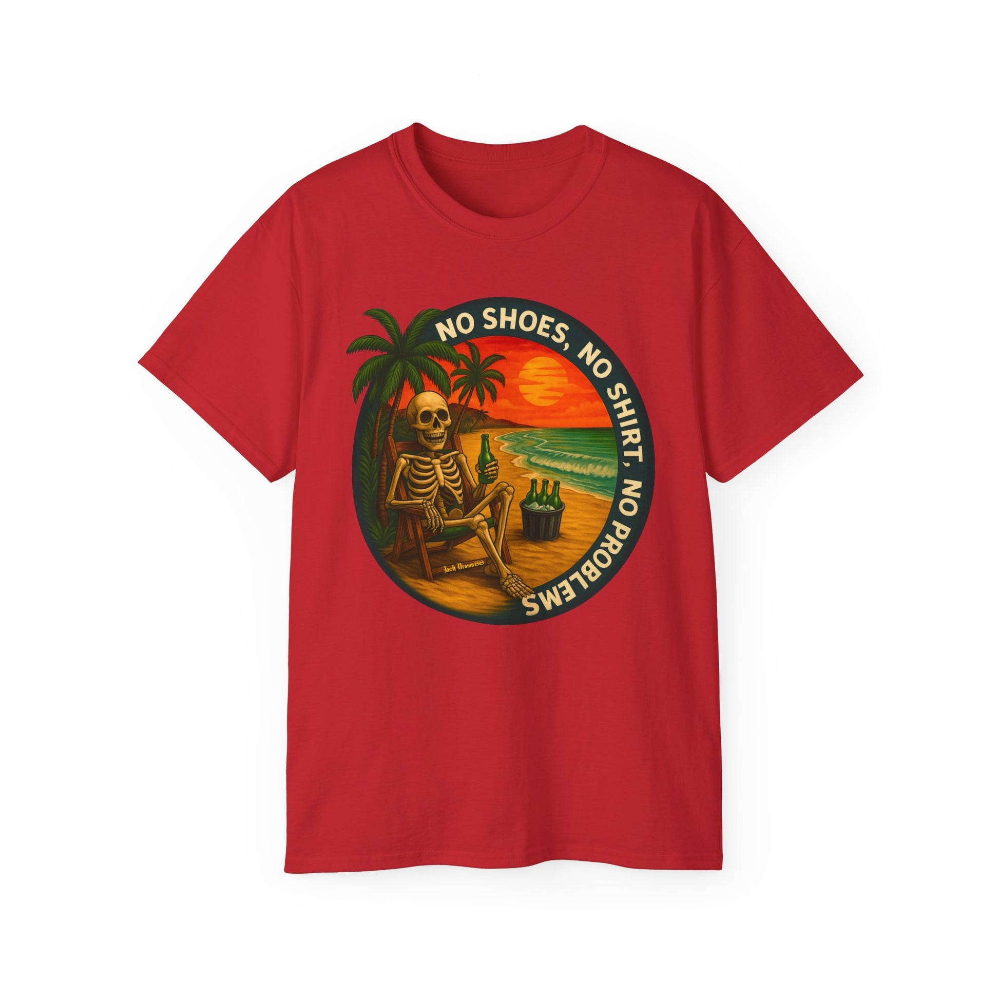 Beach Vibes Skeleton Tee, No Shoes No Shirt No Problems Shirt,