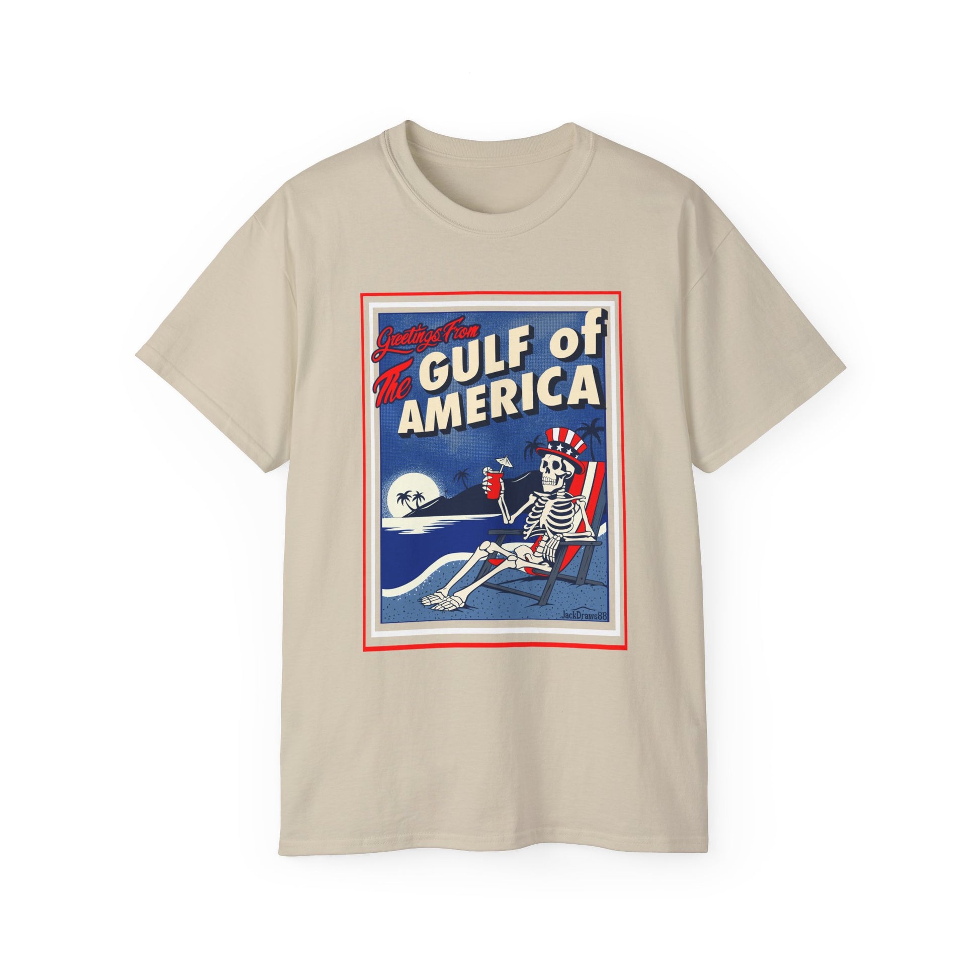 Greetings from the Gulf of America – Skeleton Vacation Tee 💀🌴🇺🇸