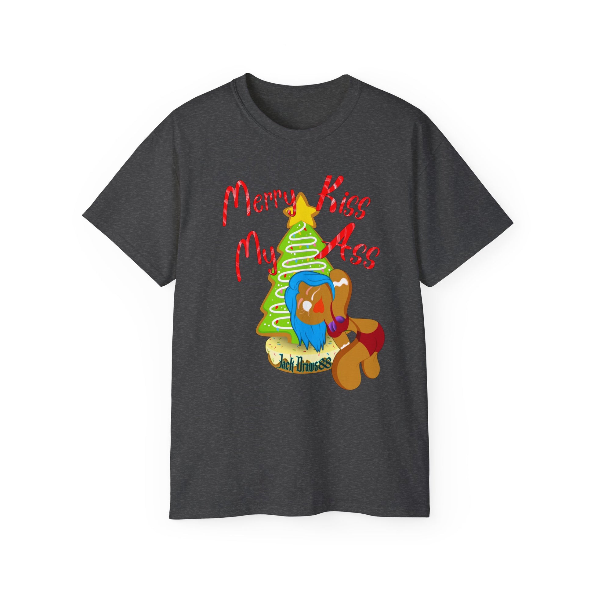 Merry Kiss My Ass – Gingerbread Christmas Stripper Tee,  Unisex Cotton Tee