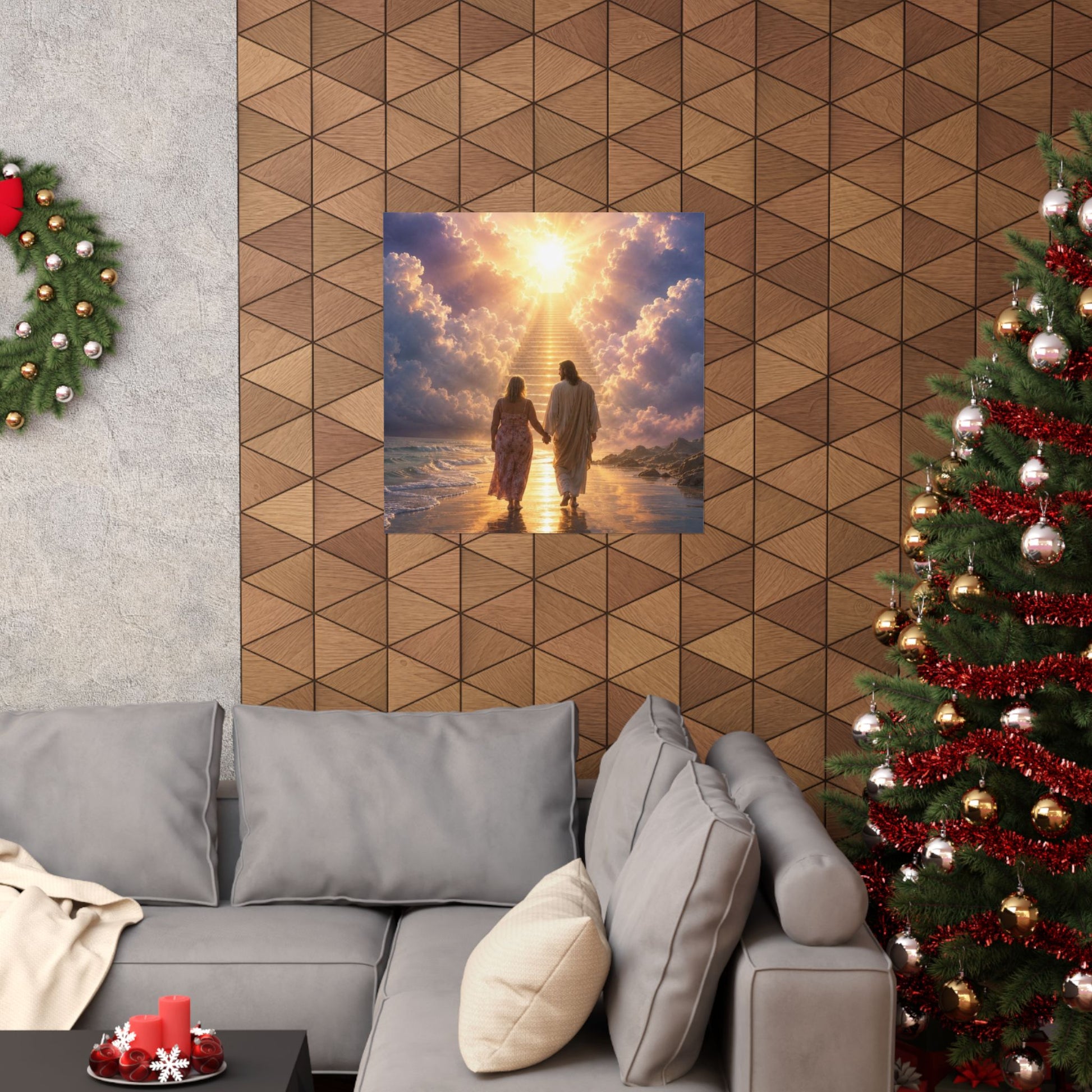 custom Christina Jesus Walks with Woman Poster — Inspirational Religious Wall Art