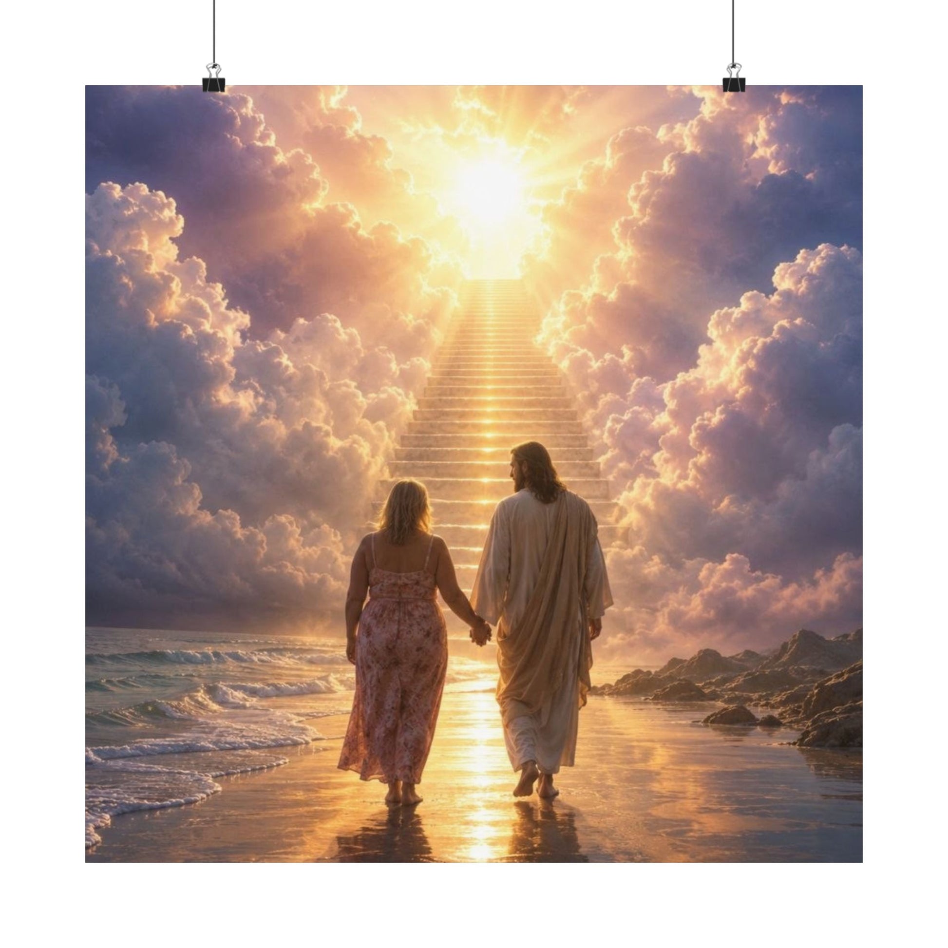 custom Christina Jesus Walks with Woman Poster — Inspirational Religious Wall Art