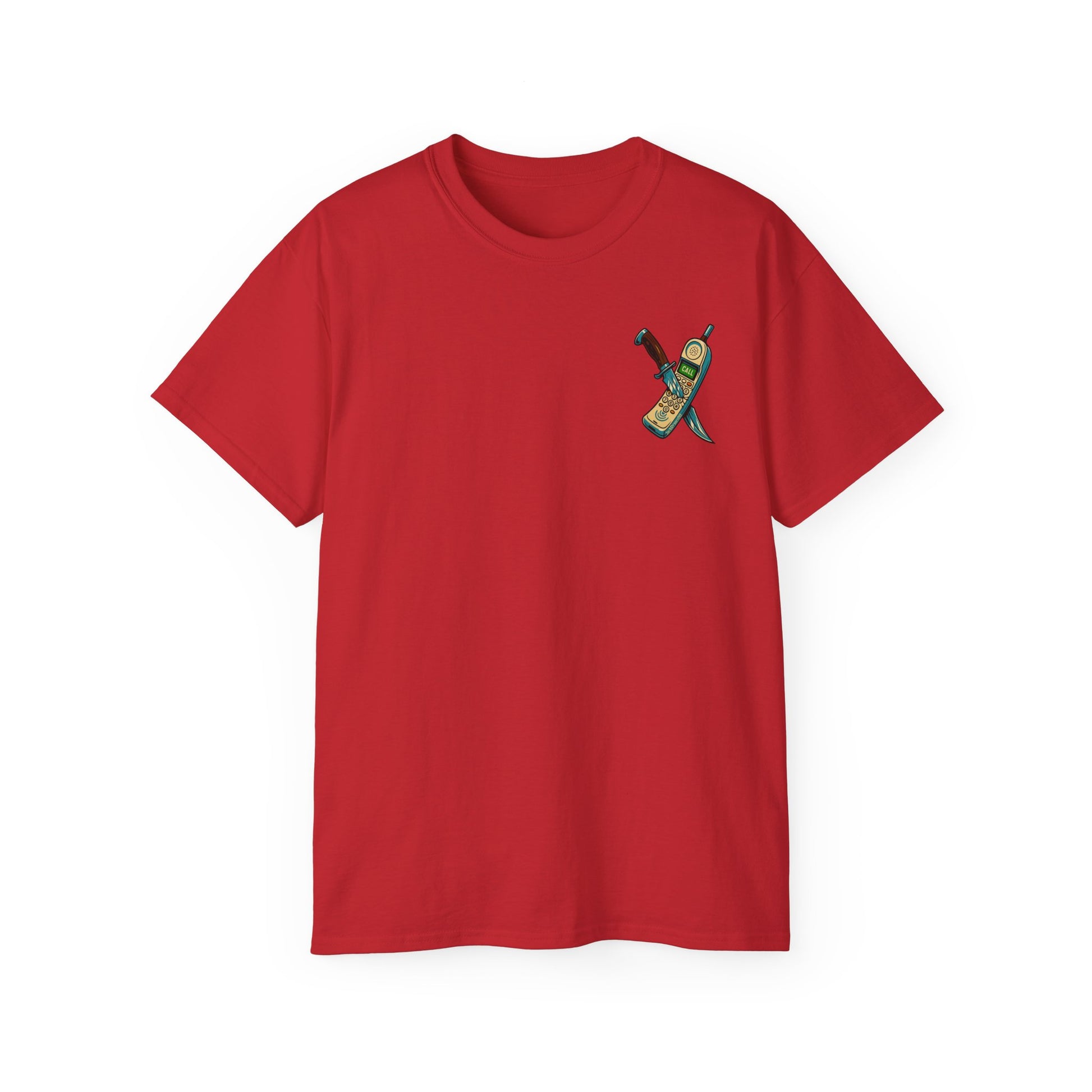 Ghostface “Call Me” – Double-Sided Slasher Parody Unisex Tee