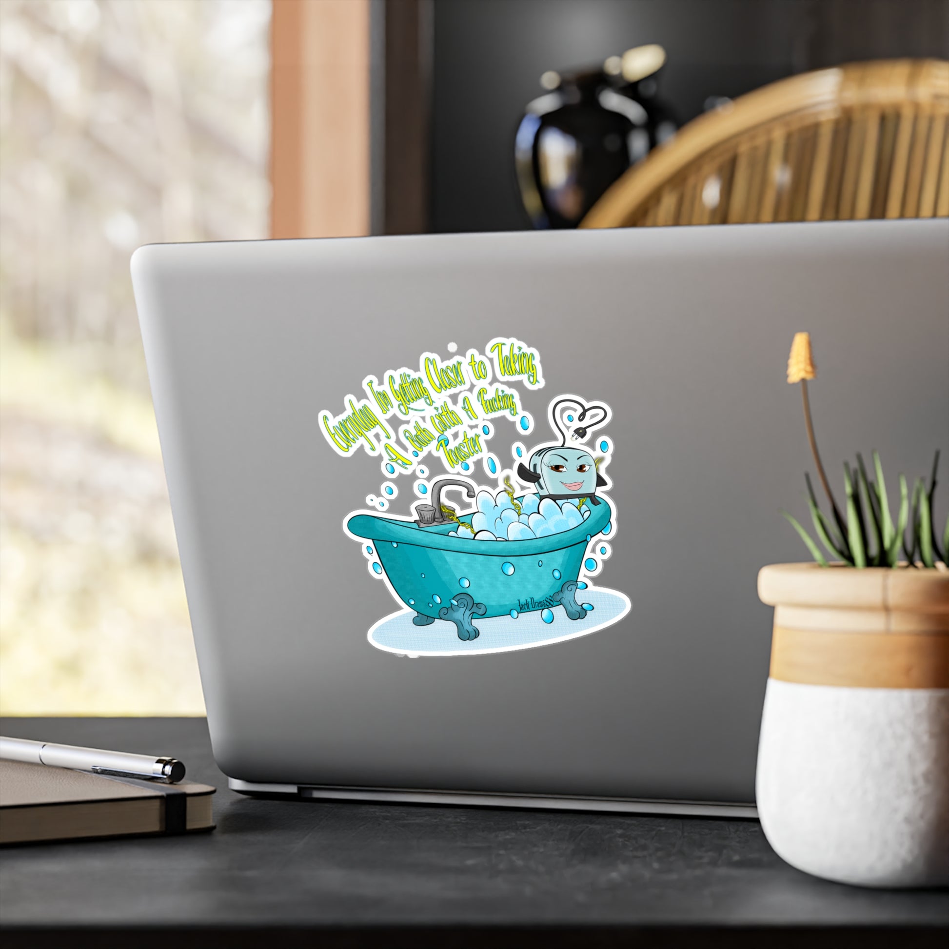 Cute Bath Time Kiss-Cut Vinyl Decal – Fun Bathroom Decor, Bath-Themed Gift, Eco-Friendly Home Sticker, Relaxation Reminder, Playful Wall Art