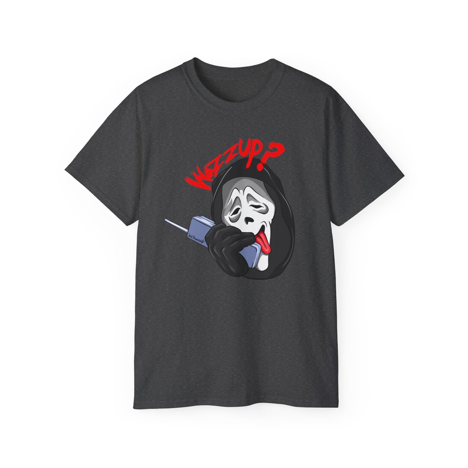 Ghostface Wazzup – Classic Meme Phone Call Tee, Unisex Cotton T-Shirt