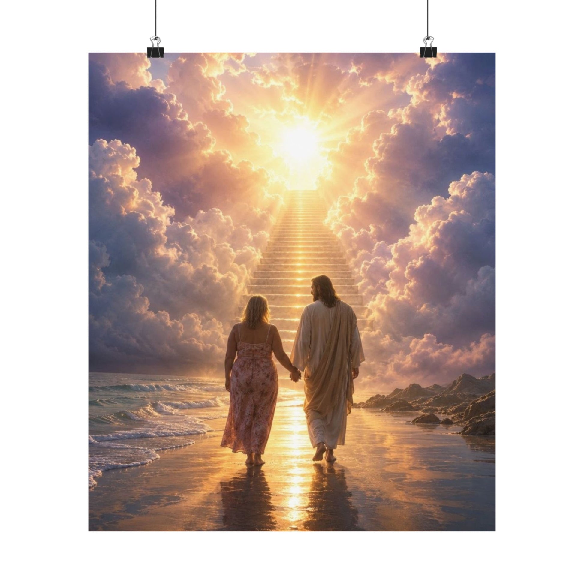 custom Christina Jesus Walks with Woman Poster — Inspirational Religious Wall Art