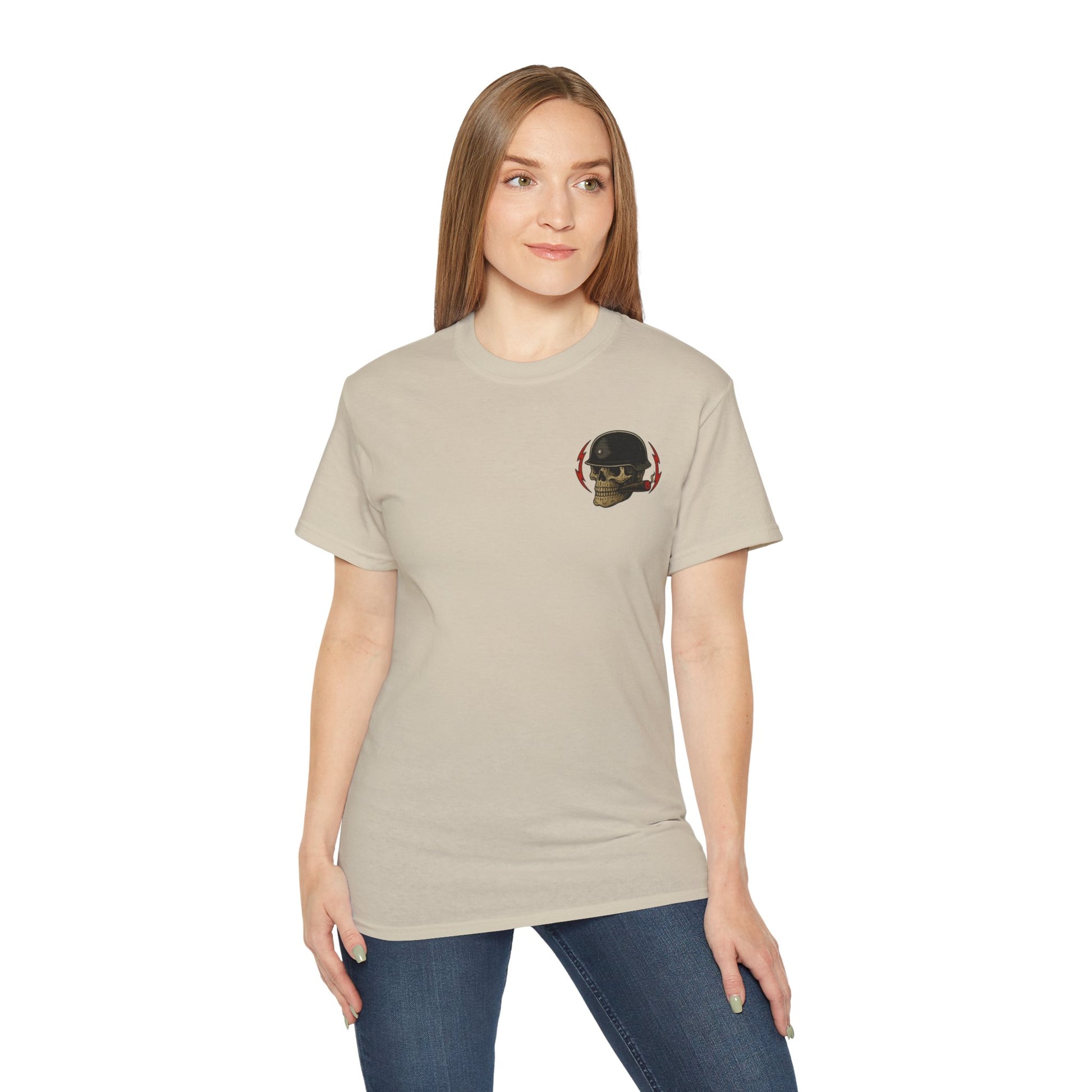 Fun Fact: I Don’t Care – Skull Helmet, Unisex Cotton T-Shirt