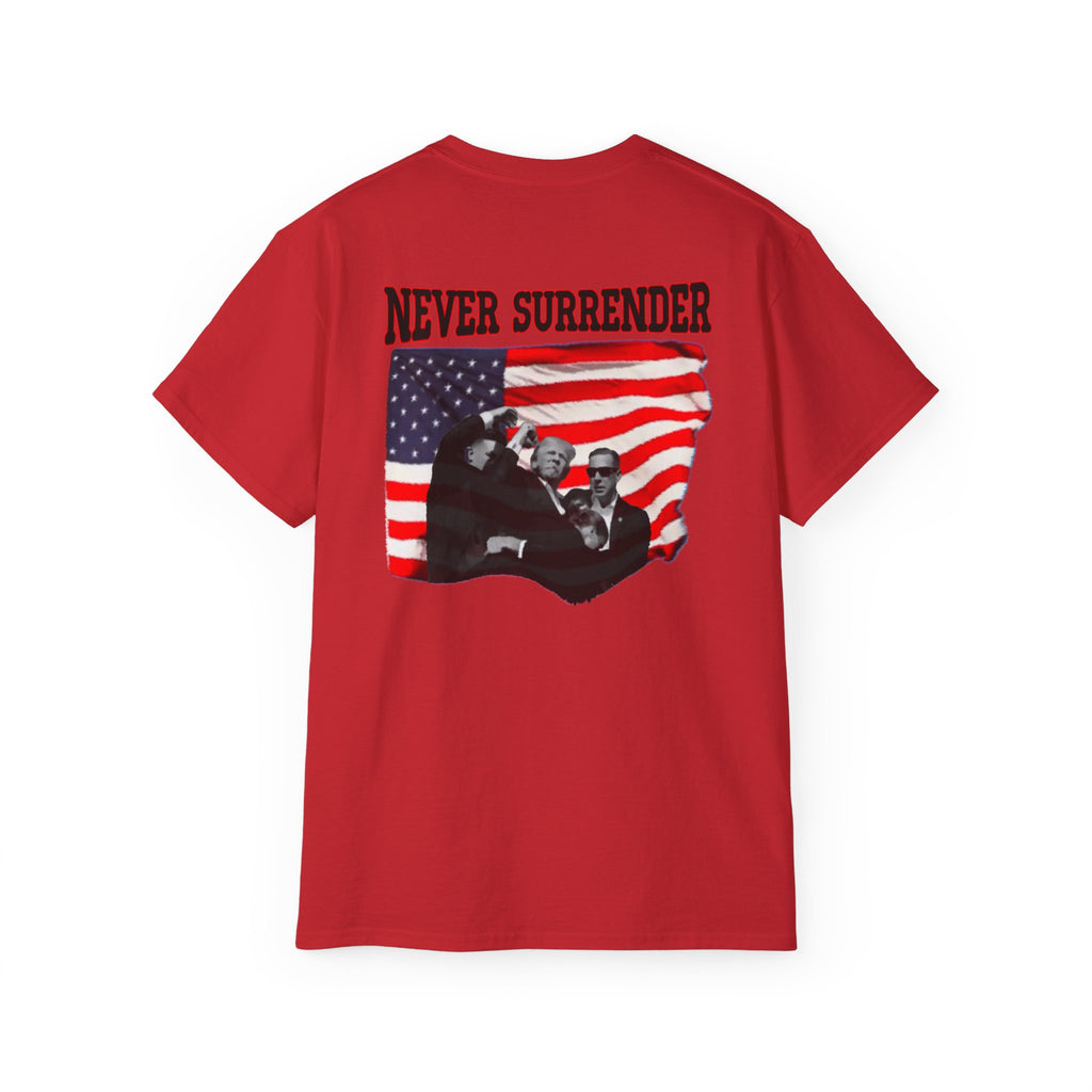 I’m Voting for the Felon” / Trump Back Design, Unisex Ultra Cotton Shirt