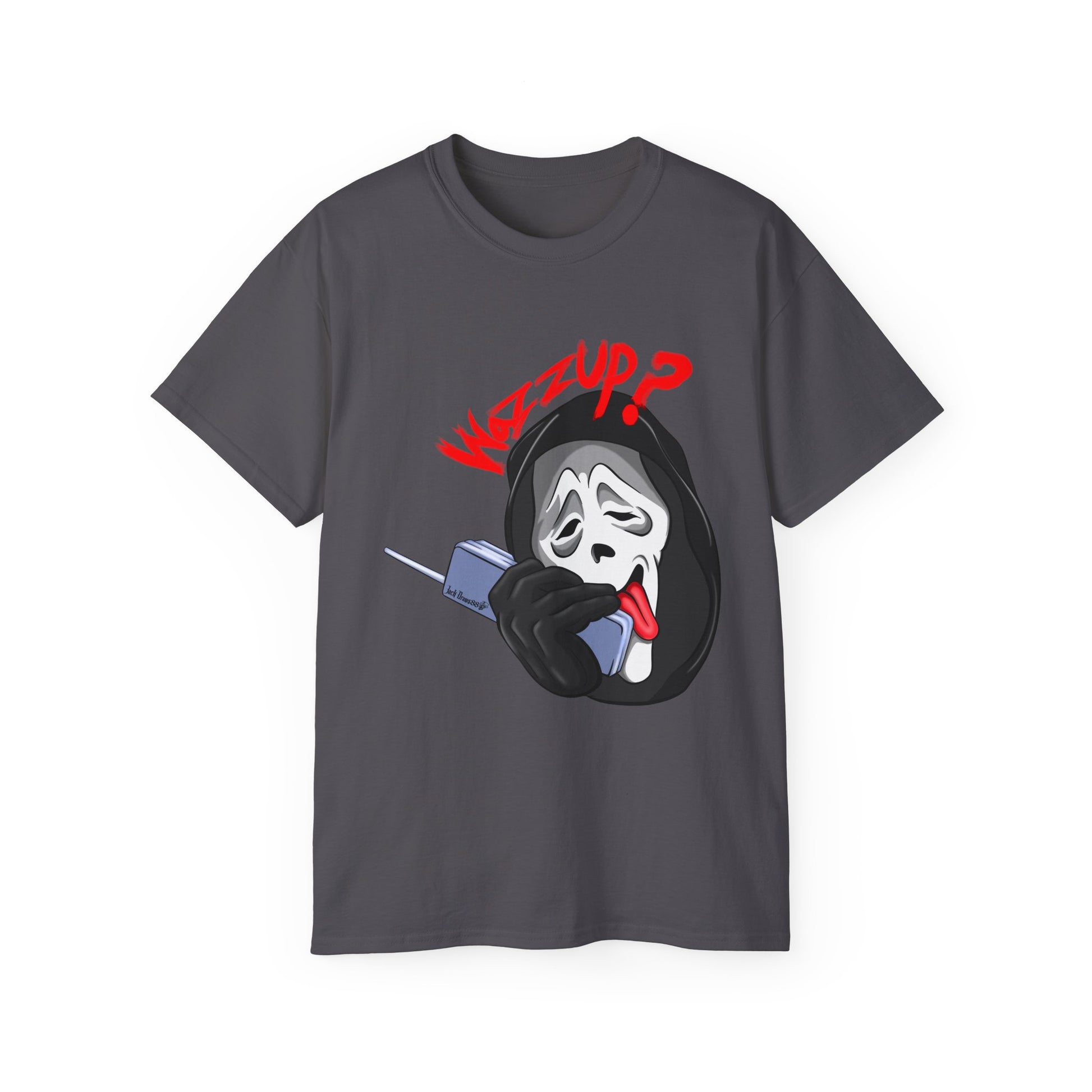 Ghostface Wazzup – Classic Meme Phone Call Tee, Unisex Cotton T-Shirt