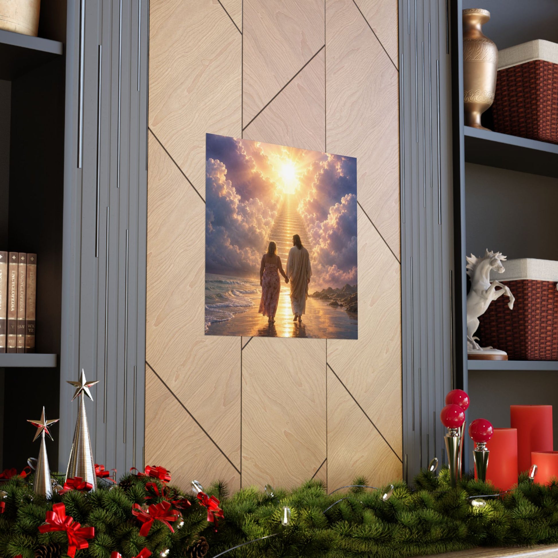 custom Christina Jesus Walks with Woman Poster — Inspirational Religious Wall Art