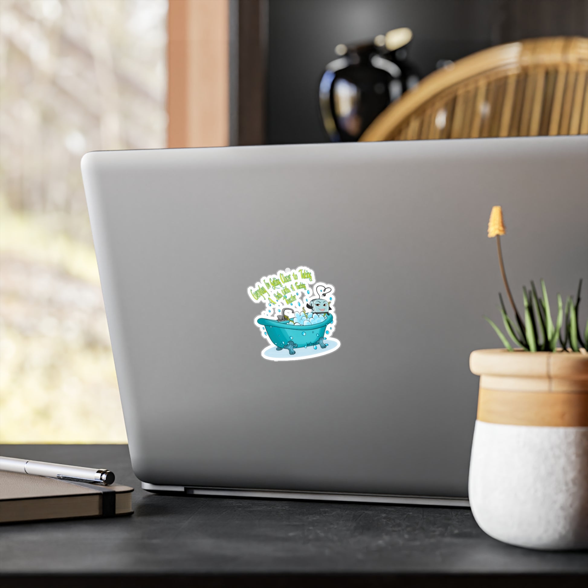 Cute Bath Time Kiss-Cut Vinyl Decal – Fun Bathroom Decor, Bath-Themed Gift, Eco-Friendly Home Sticker, Relaxation Reminder, Playful Wall Art