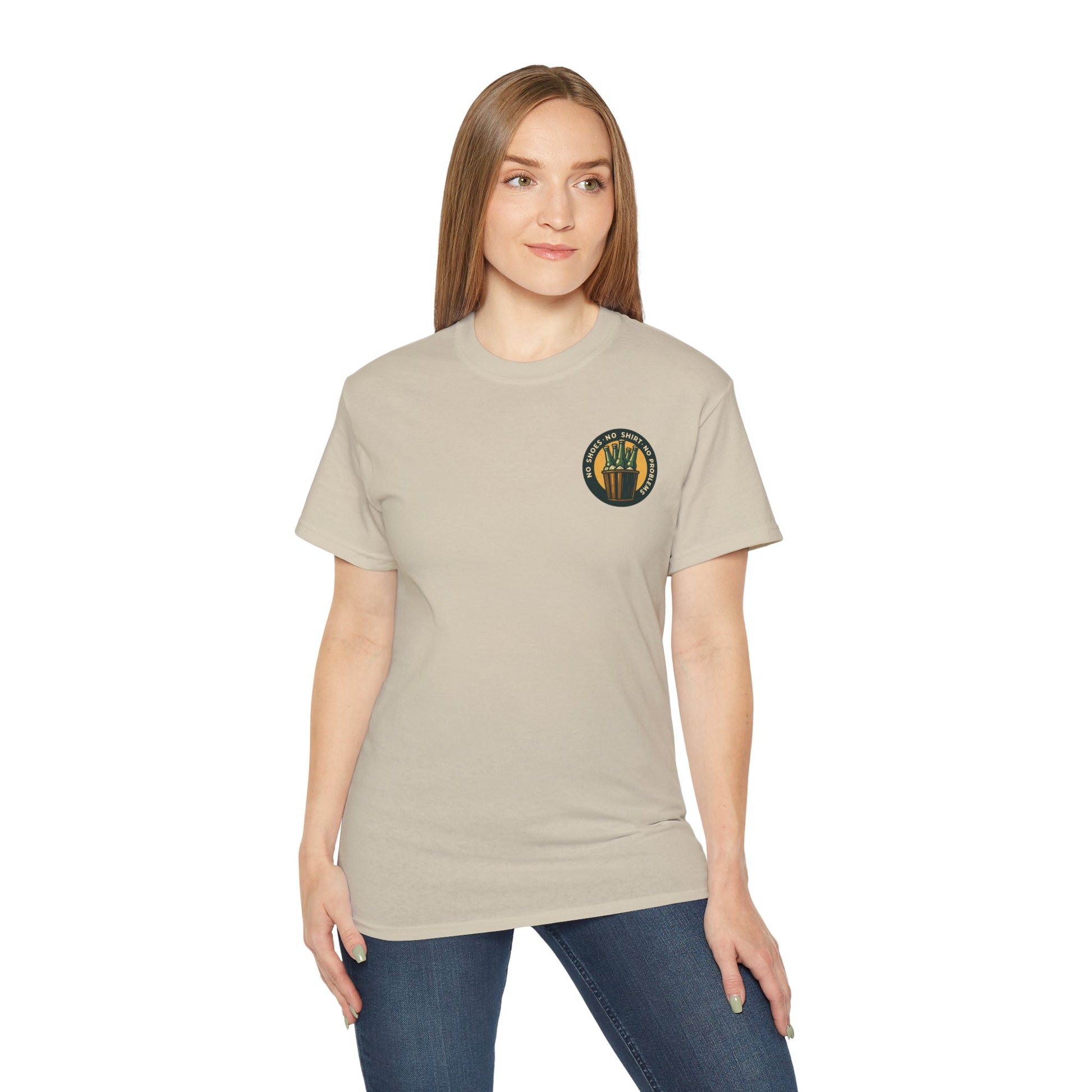 Beach Vibes Skeleton Tee, No Shoes No Shirt No Problems Shirt, Front & Back