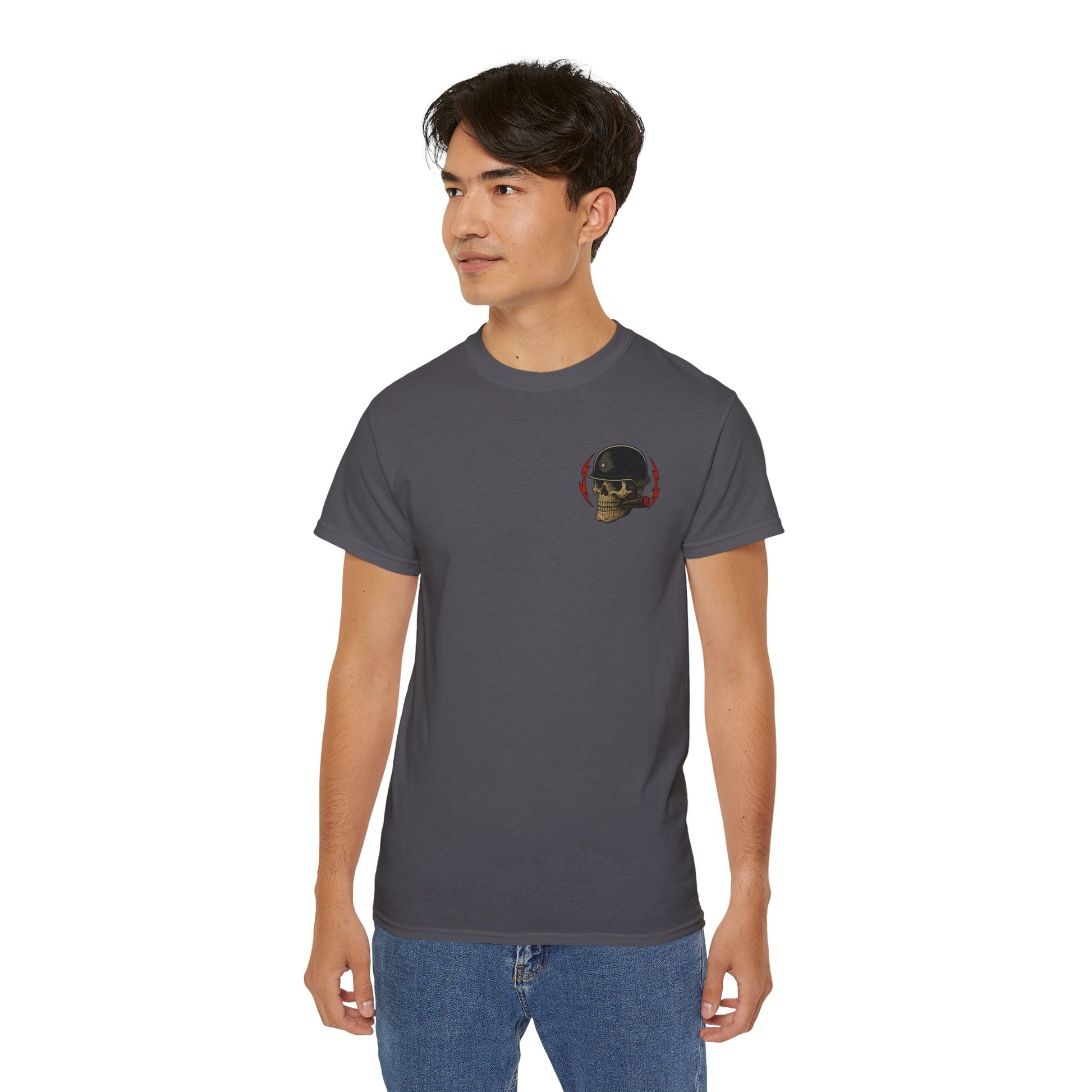 Fun Fact: I Don’t Care – Skull Helmet, Unisex Cotton T-Shirt