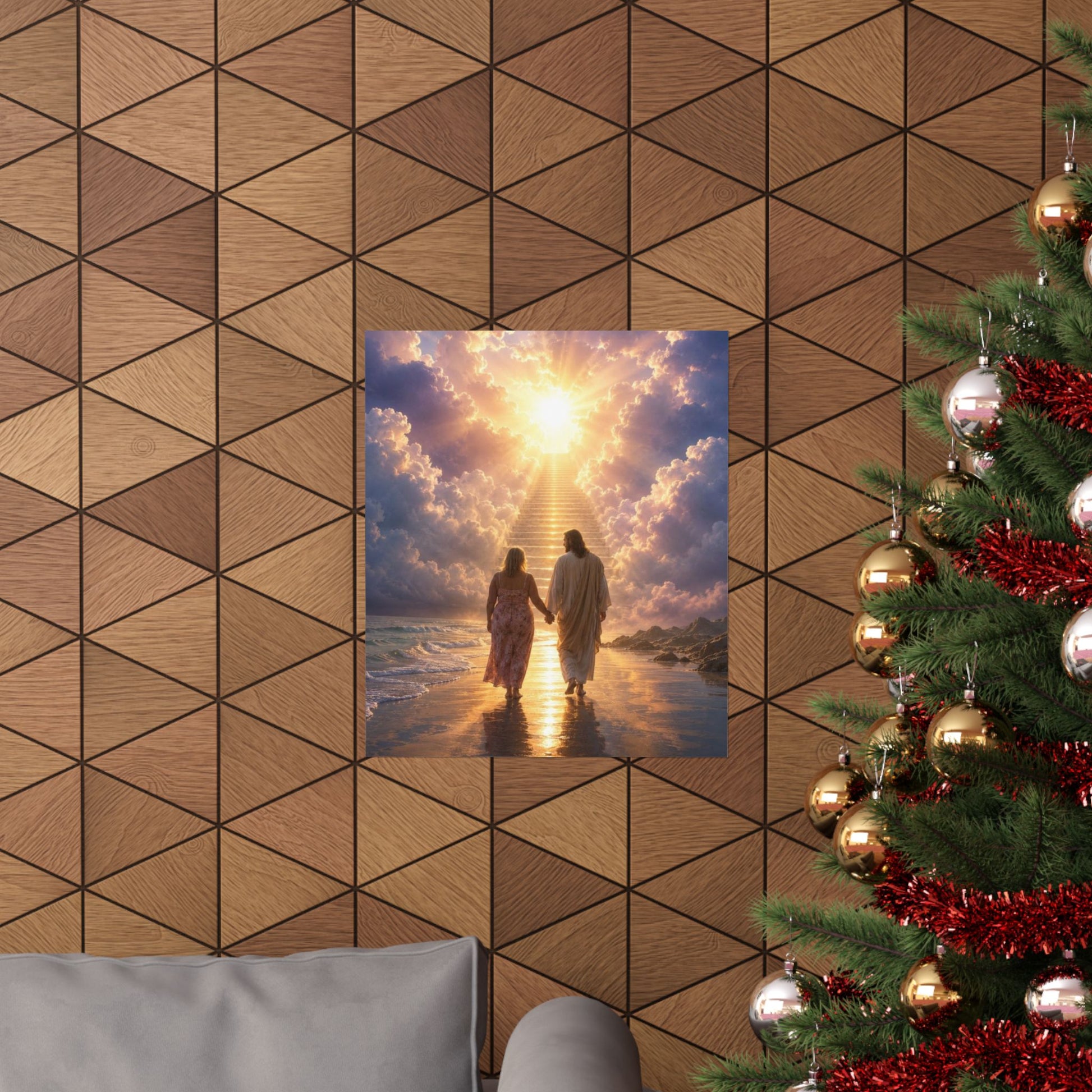 custom Christina Jesus Walks with Woman Poster — Inspirational Religious Wall Art