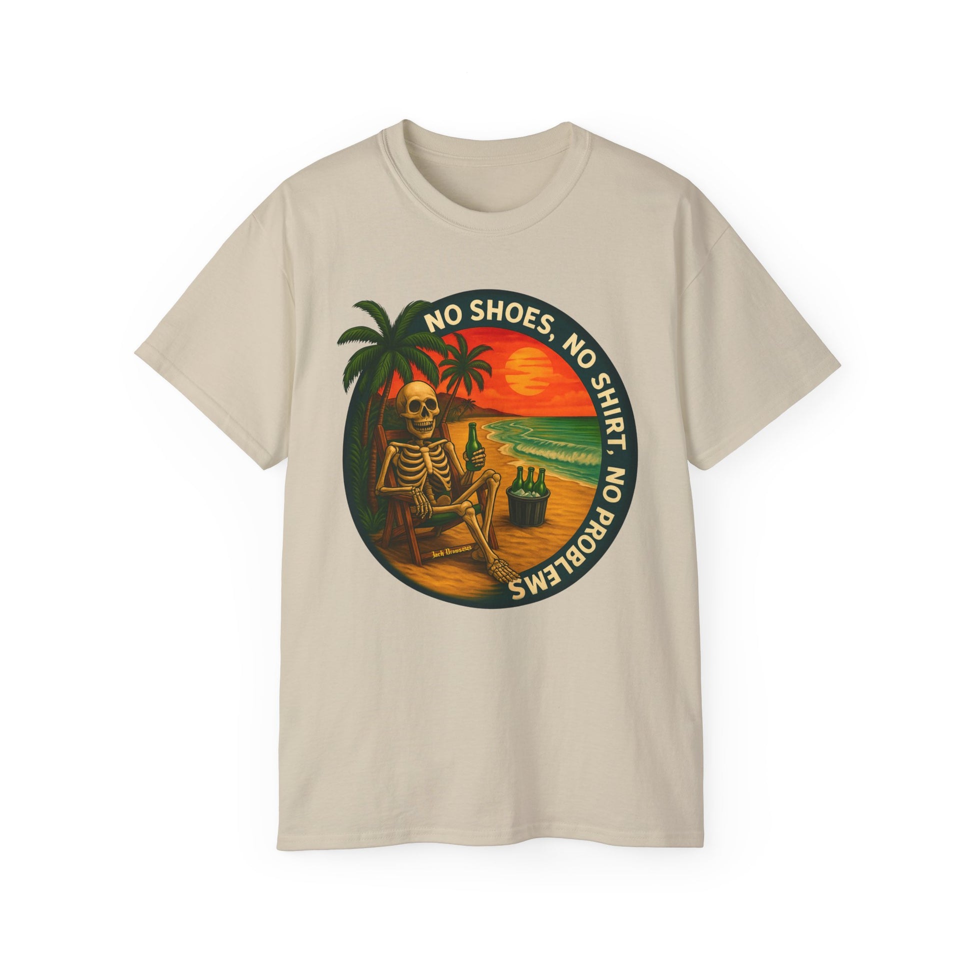 Beach Vibes Skeleton Tee, No Shoes No Shirt No Problems Shirt,