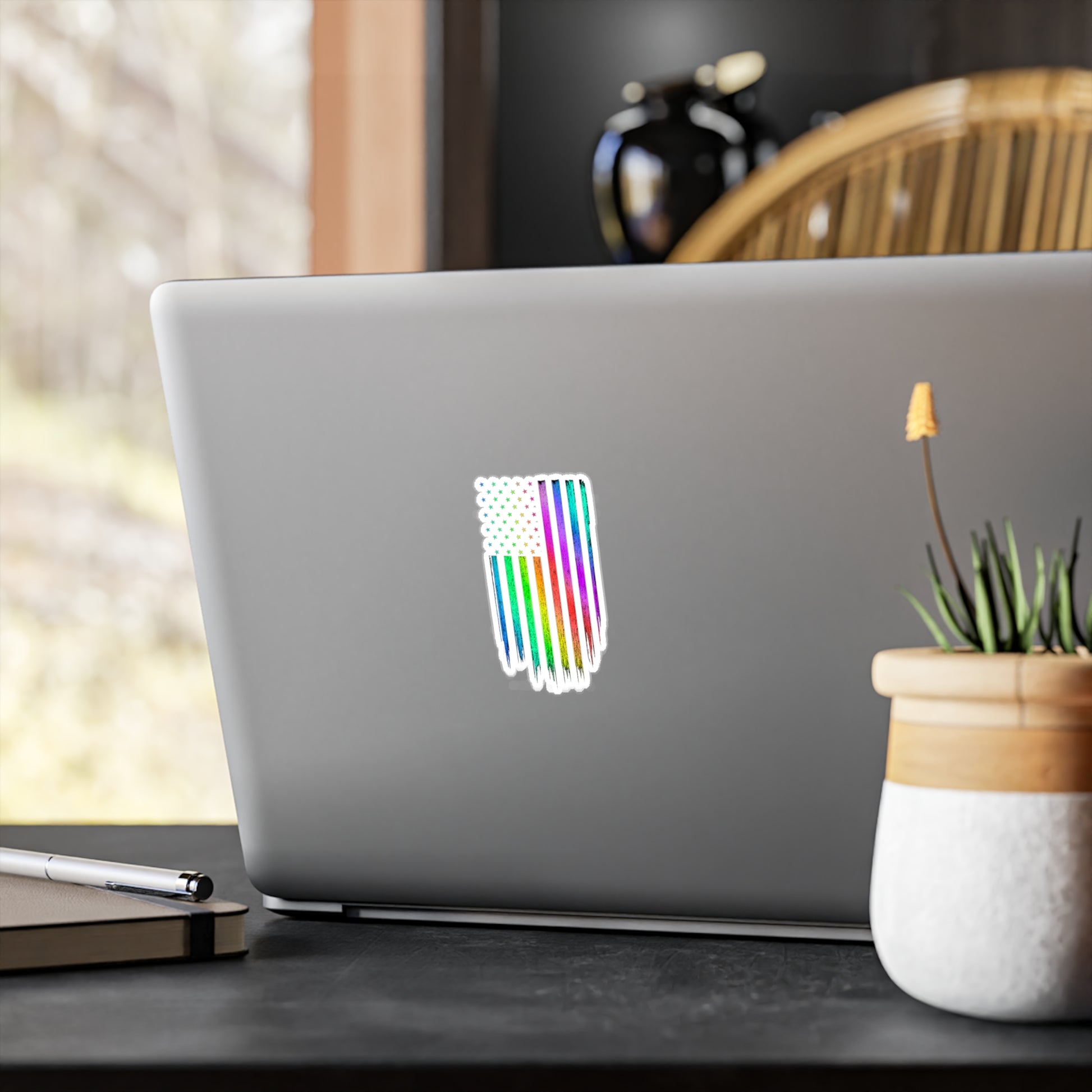 Vibrant Rainbow USA Flag Kiss-Cut Vinyl Decals