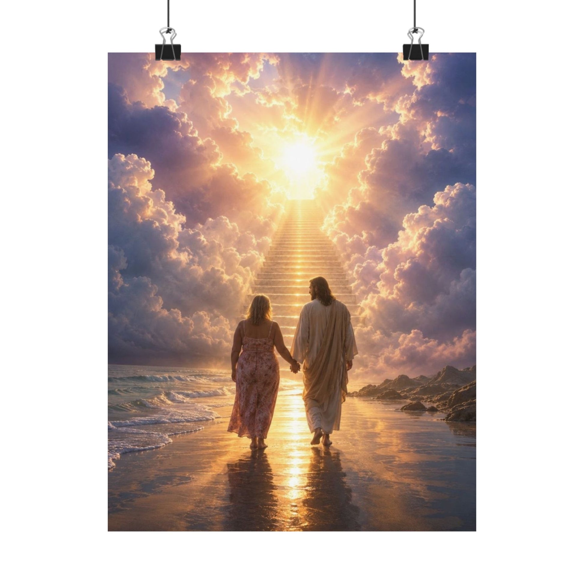 custom Christina Jesus Walks with Woman Poster — Inspirational Religious Wall Art