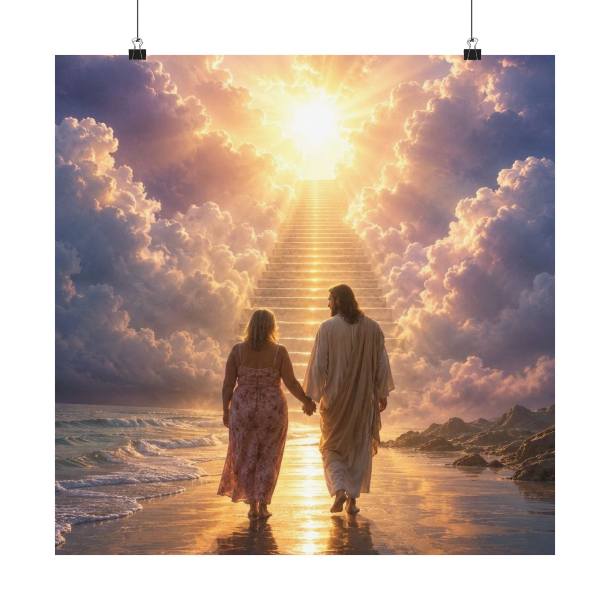 custom Christina Jesus Walks with Woman Poster — Inspirational Religious Wall Art