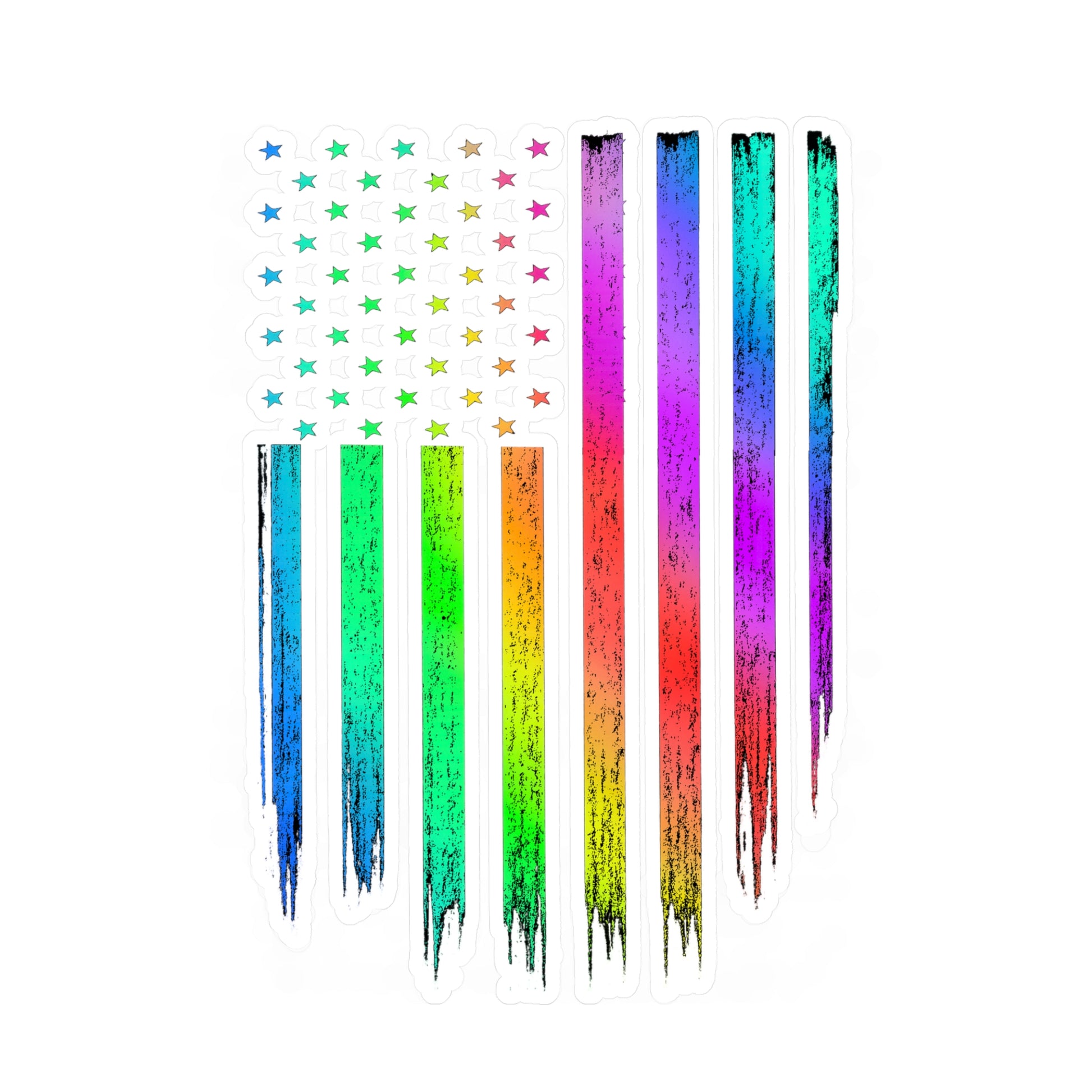 Vibrant Rainbow USA Flag Kiss-Cut Vinyl Decals