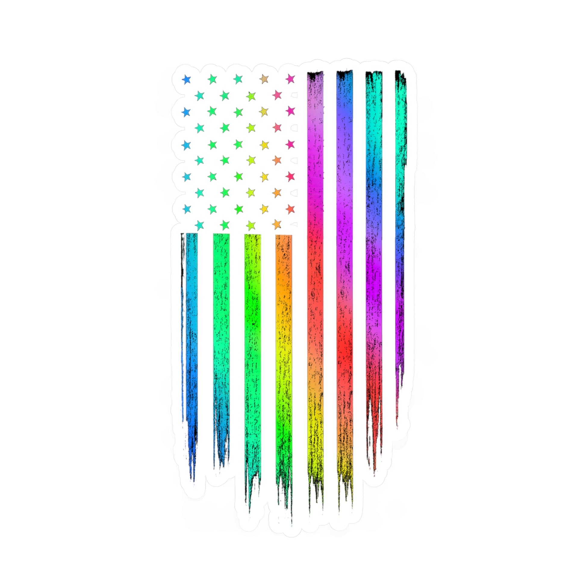 Vibrant Rainbow USA Flag Kiss-Cut Vinyl Decals