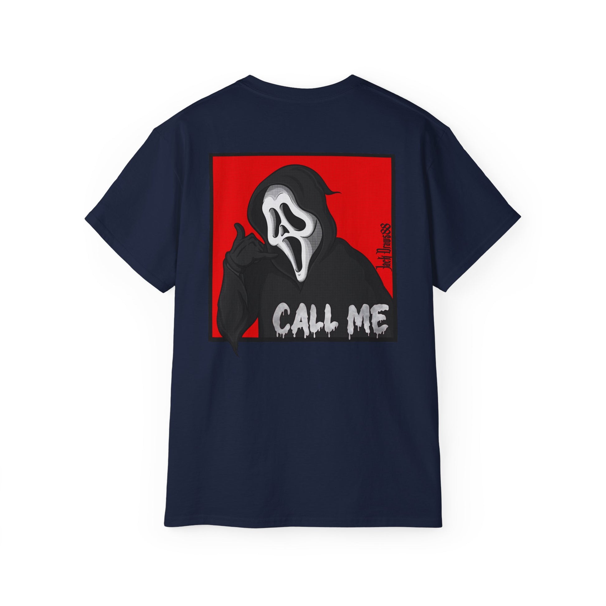 Ghostface “Call Me” – Double-Sided Slasher Parody Unisex Tee
