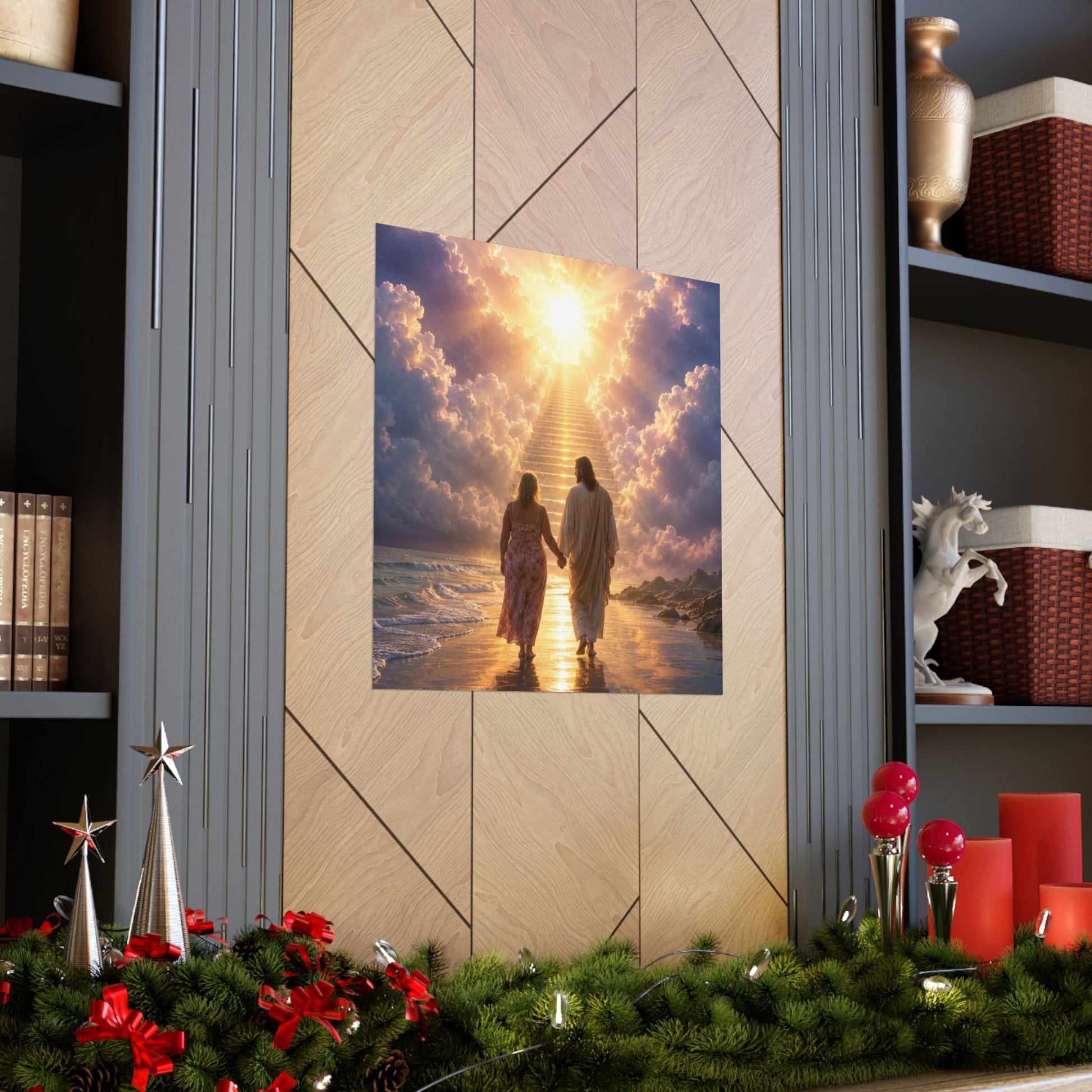custom Christina Jesus Walks with Woman Poster — Inspirational Religious Wall Art