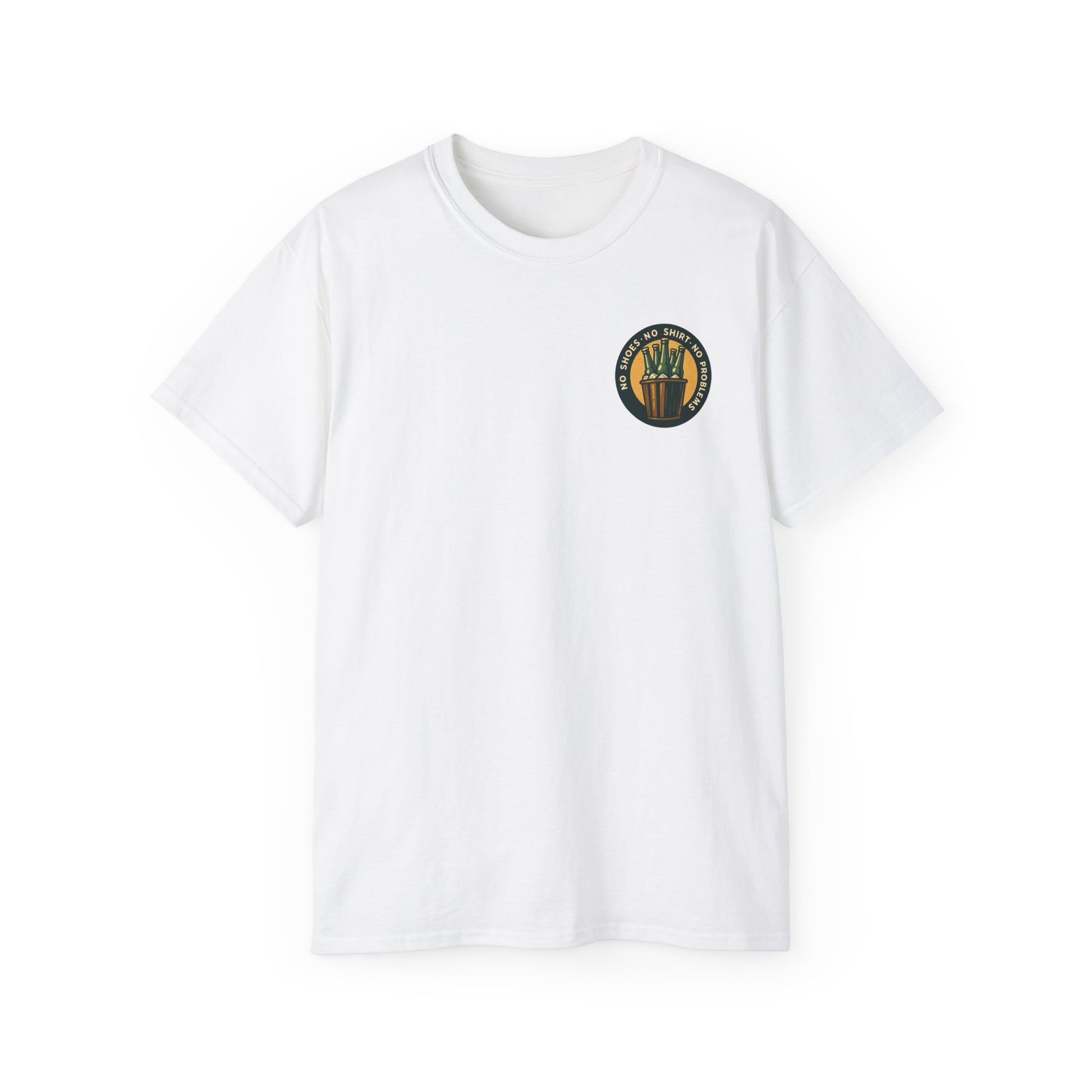 Beach Vibes Skeleton Tee, No Shoes No Shirt No Problems Shirt, Front & Back