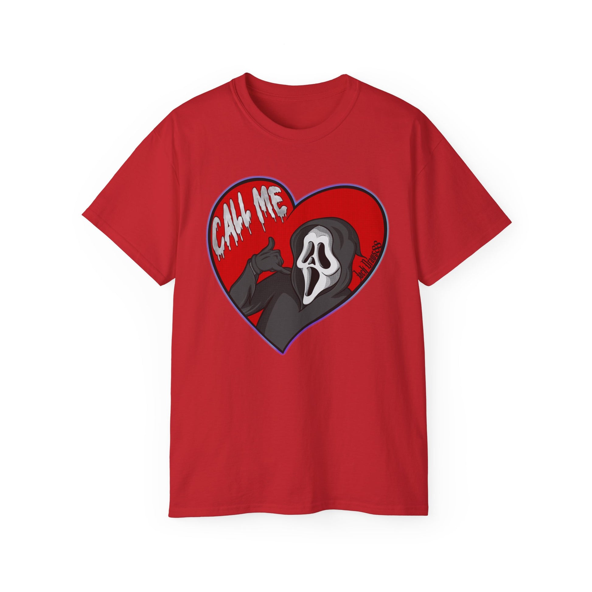 Ghostface Call Me Heart – Horror Parody Red, Unisex Shirt