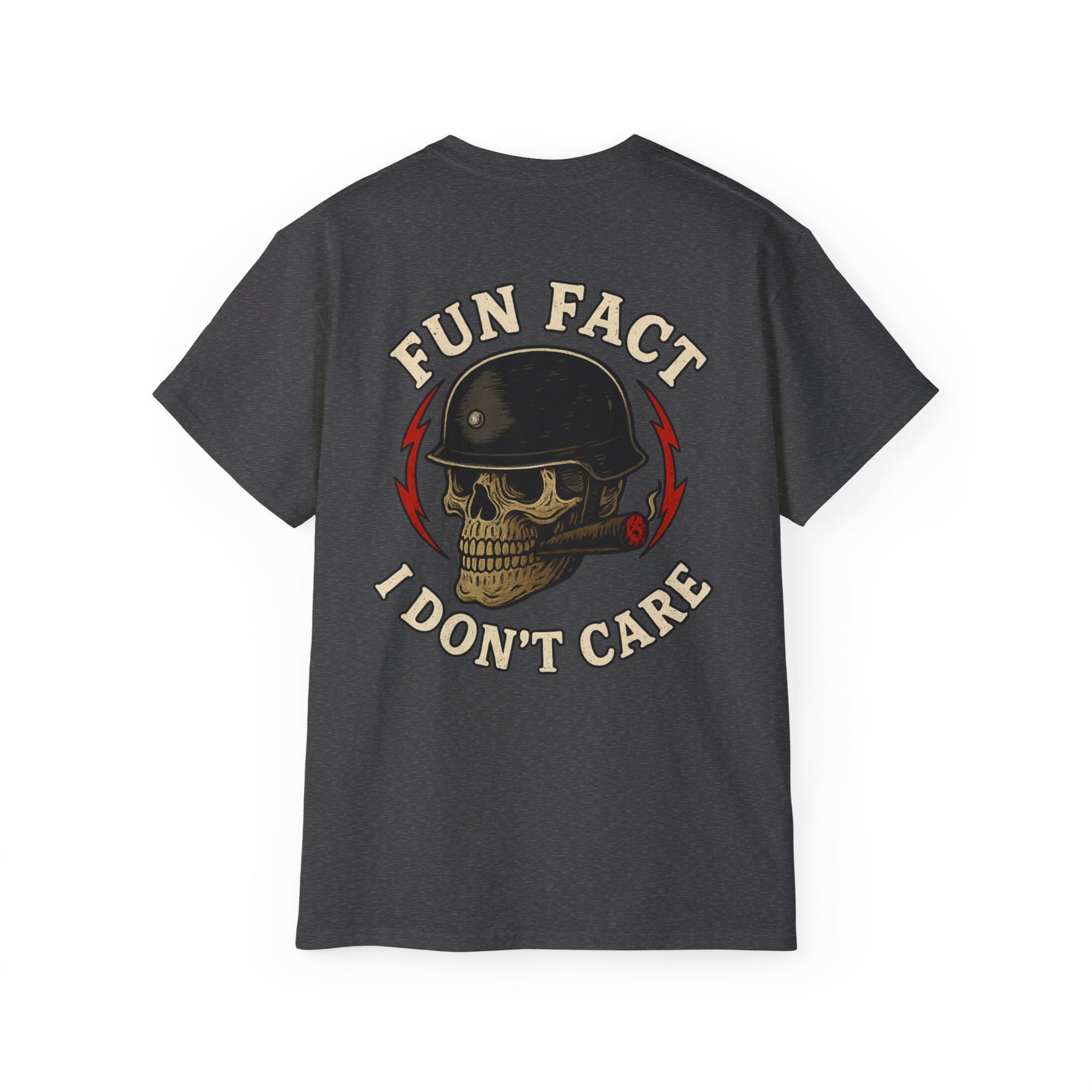 Fun Fact: I Don’t Care – Skull Helmet, Unisex Cotton T-Shirt