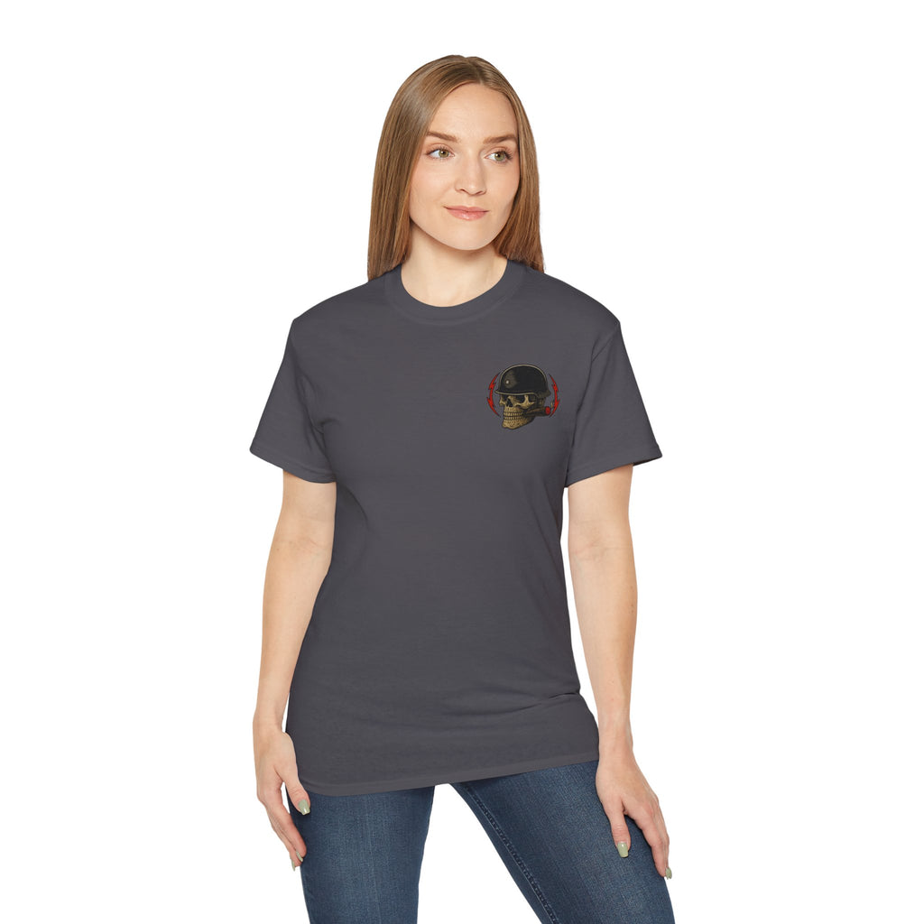 Fun Fact: I Don’t Care – Skull Helmet, Unisex Cotton T-Shirt
