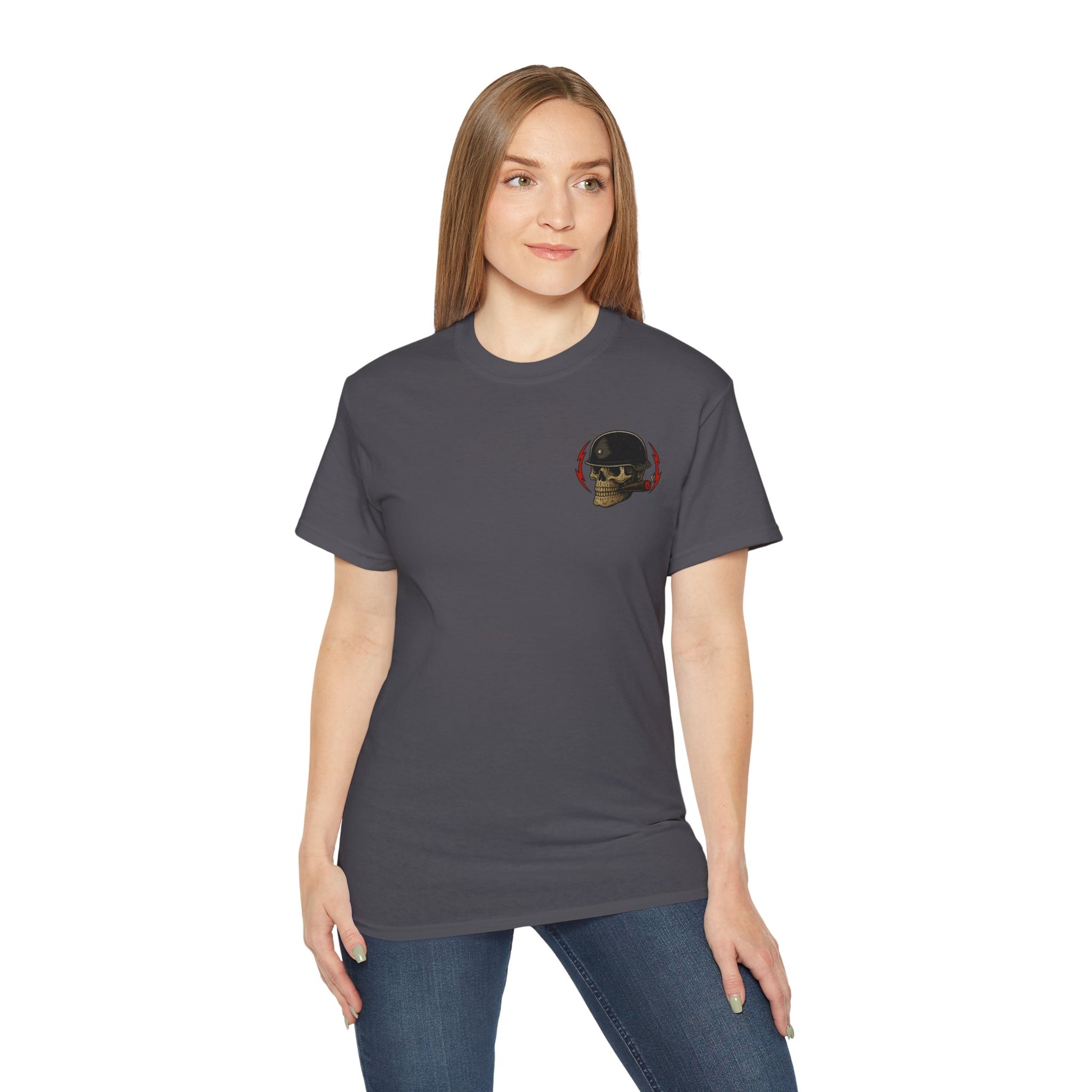 Fun Fact: I Don’t Care – Skull Helmet, Unisex Cotton T-Shirt