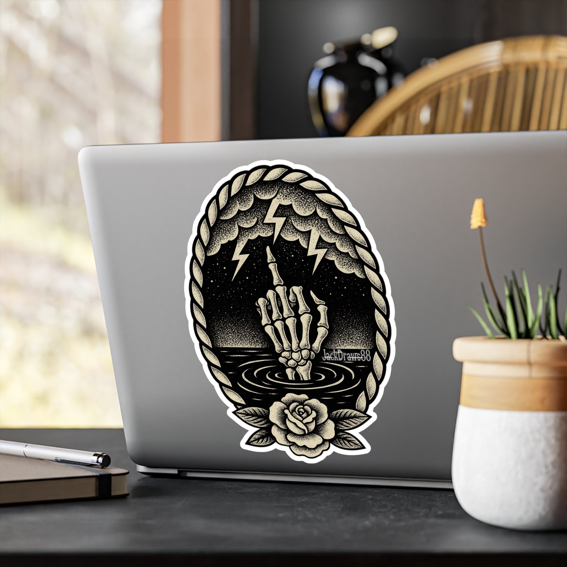 Edgy Skull Hand Vinyl Decals