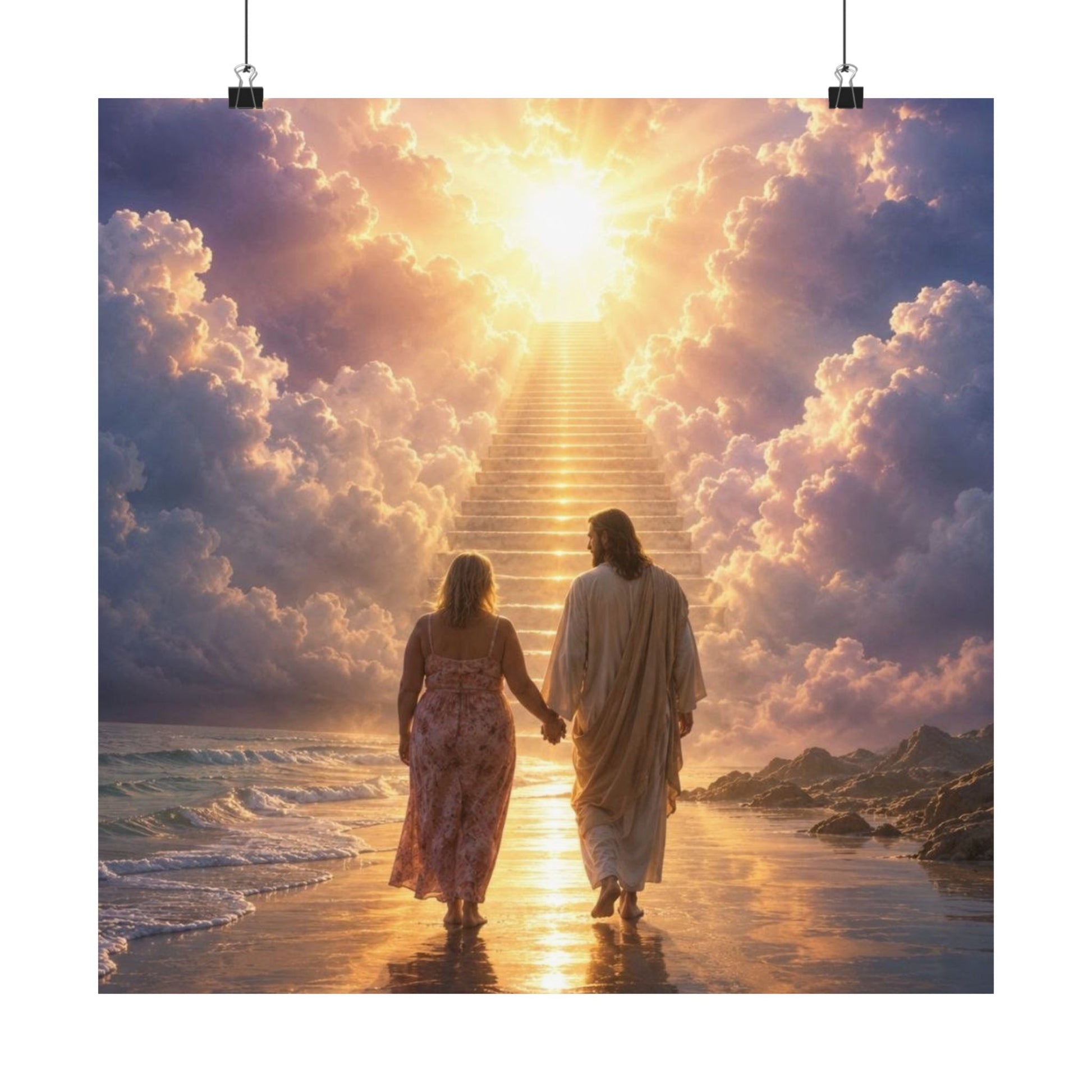 custom Christina Jesus Walks with Woman Poster — Inspirational Religious Wall Art