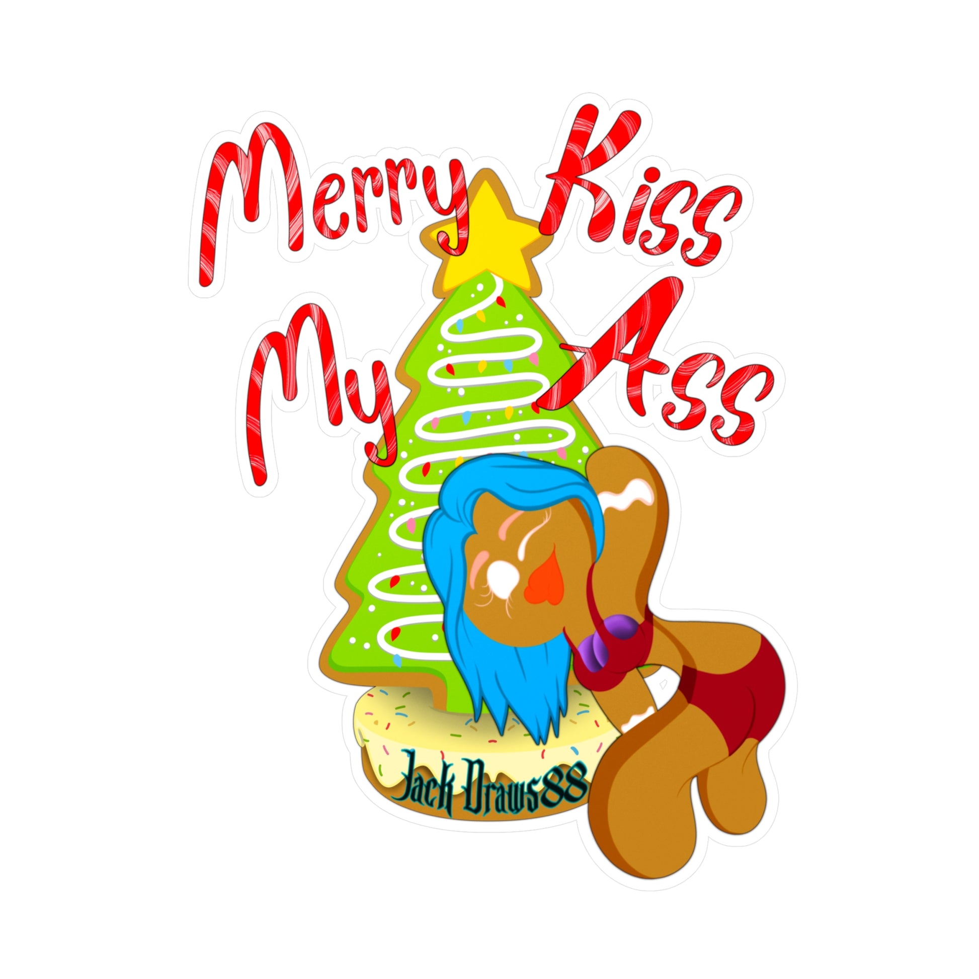 Merry Kiss My Ass – Gingerbread Christmas Stripper, Vinyl Decal