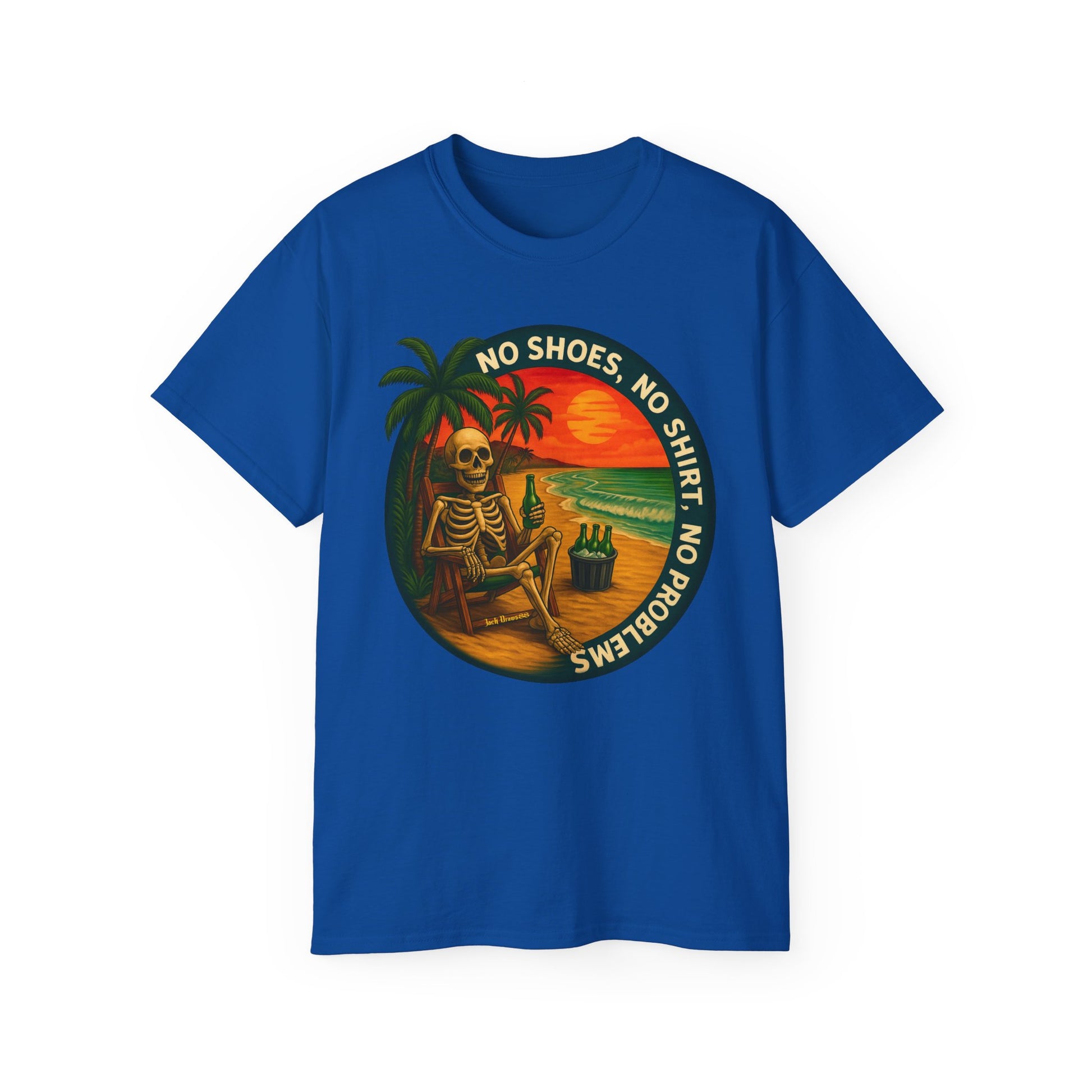 Beach Vibes Skeleton Tee, No Shoes No Shirt No Problems Shirt,