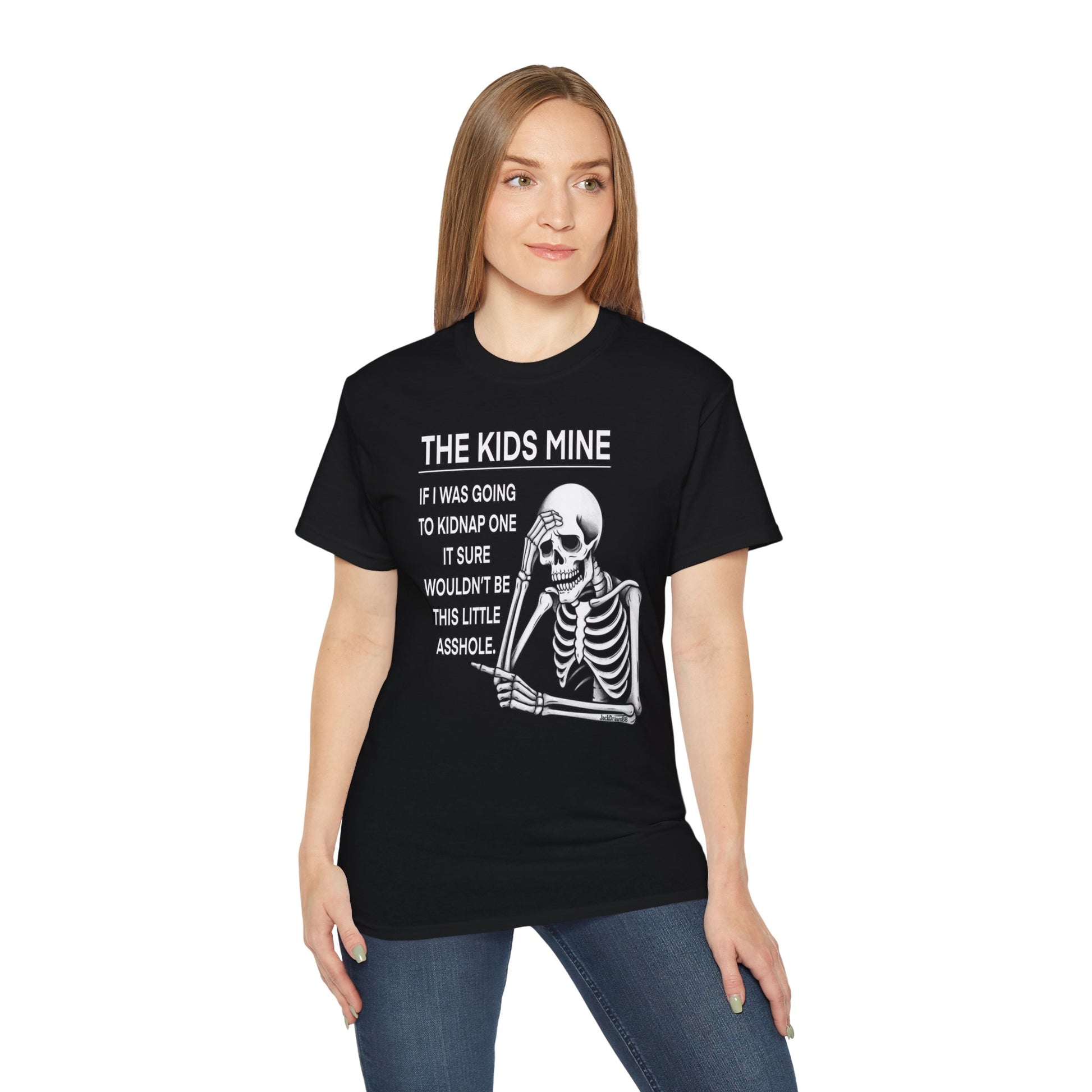 Skeleton Sarcasm – “The Kid’s Mine” Funny Parent Shirt 🦴😂