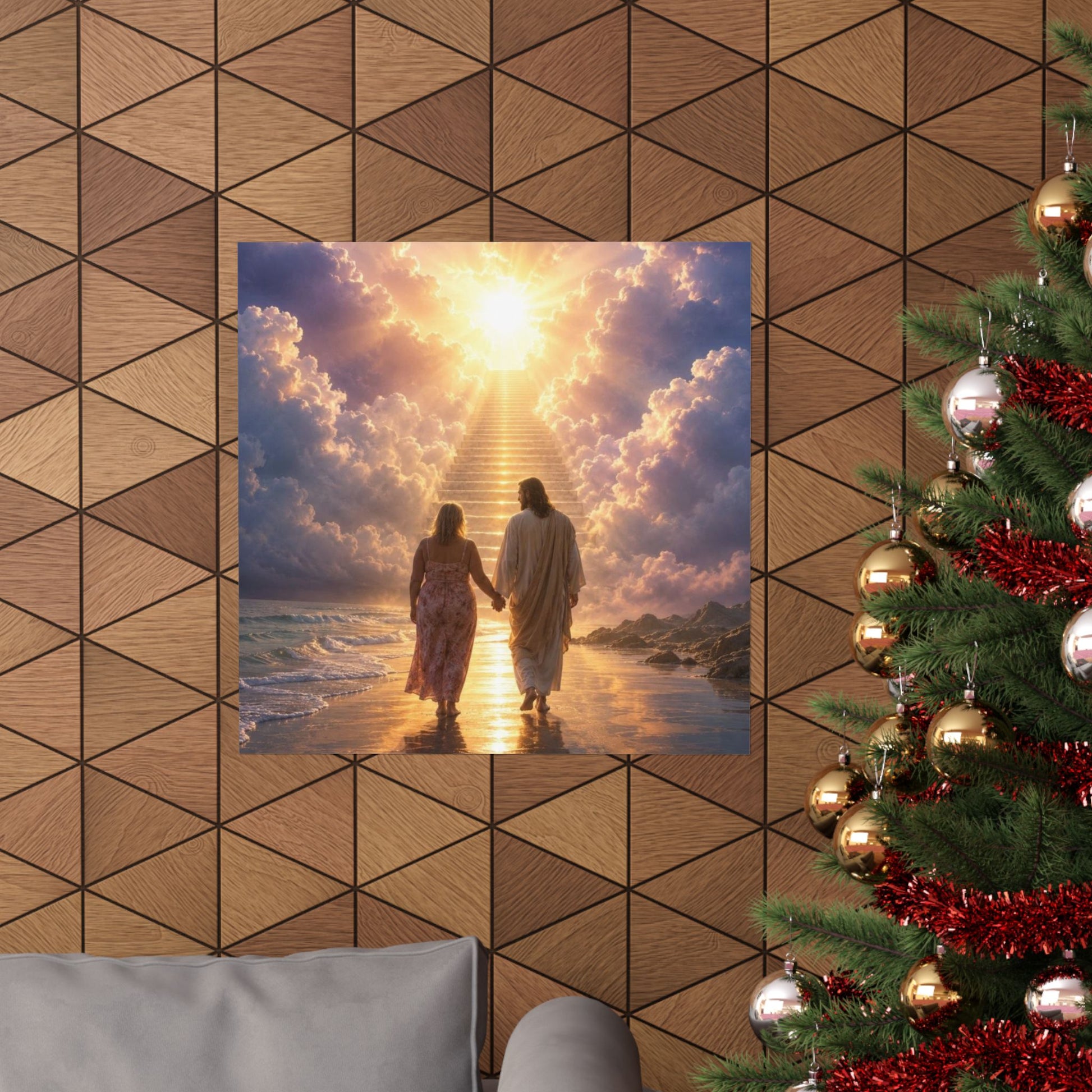 custom Christina Jesus Walks with Woman Poster — Inspirational Religious Wall Art