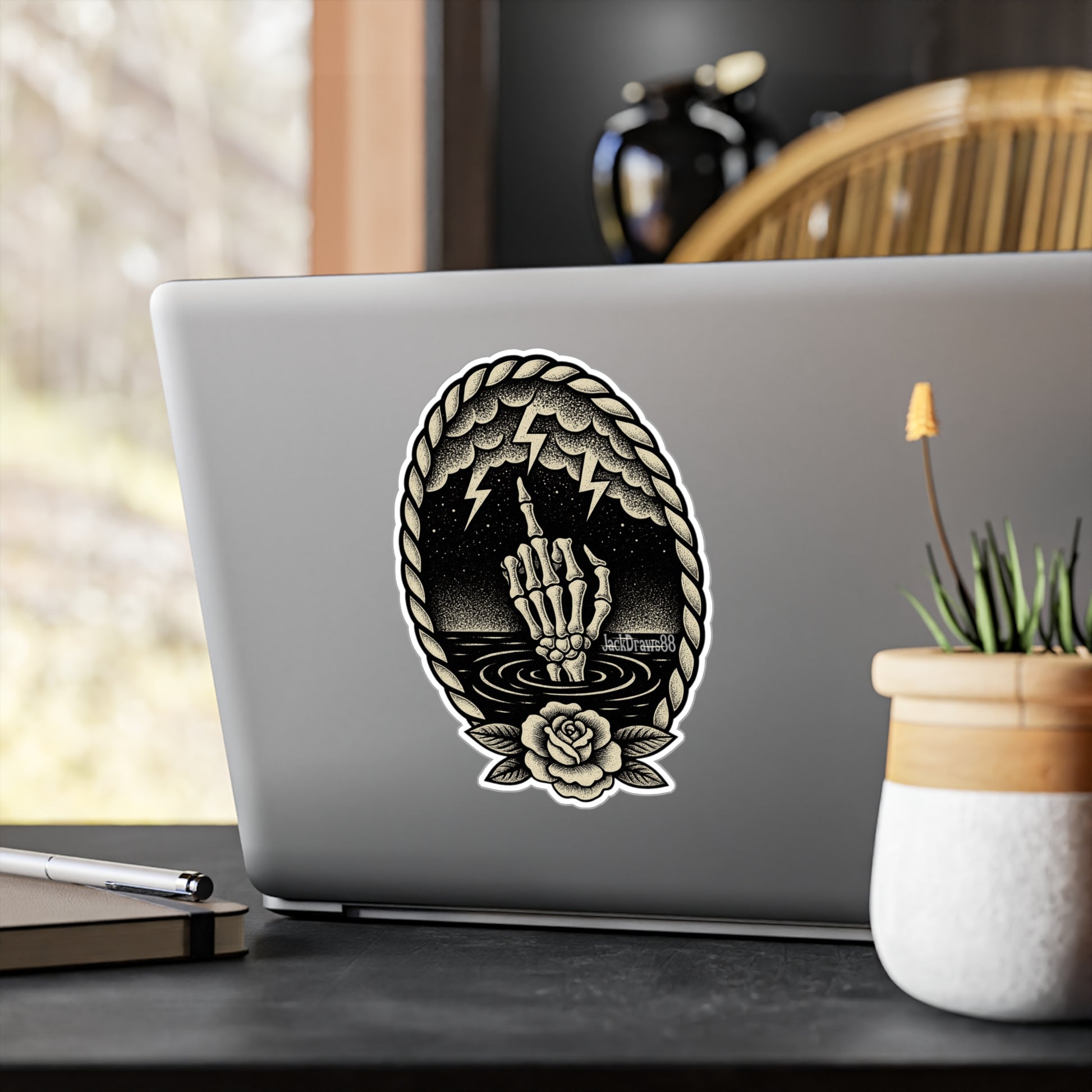 Edgy Skull Hand Vinyl Decals