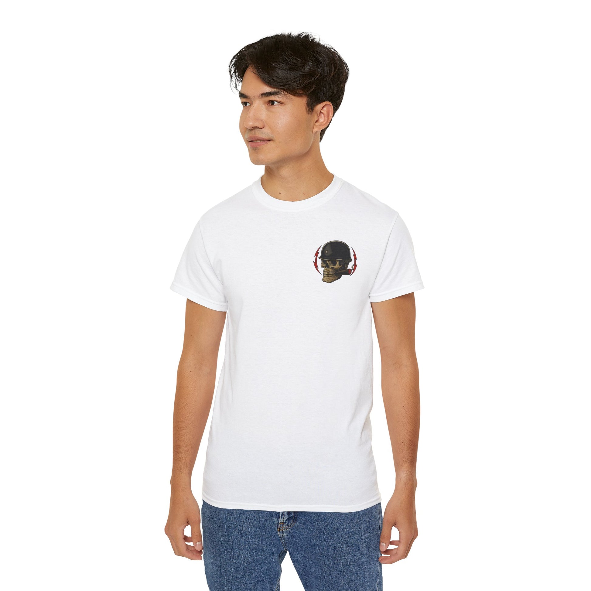 Fun Fact: I Don’t Care – Skull Helmet, Unisex Cotton T-Shirt