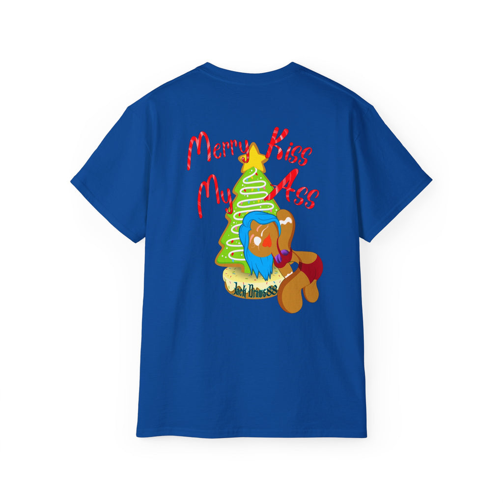 Merry Kiss My Ass – Naughty Gingerbread Holiday Stripper Tee, Unisex Cotton Shirt
