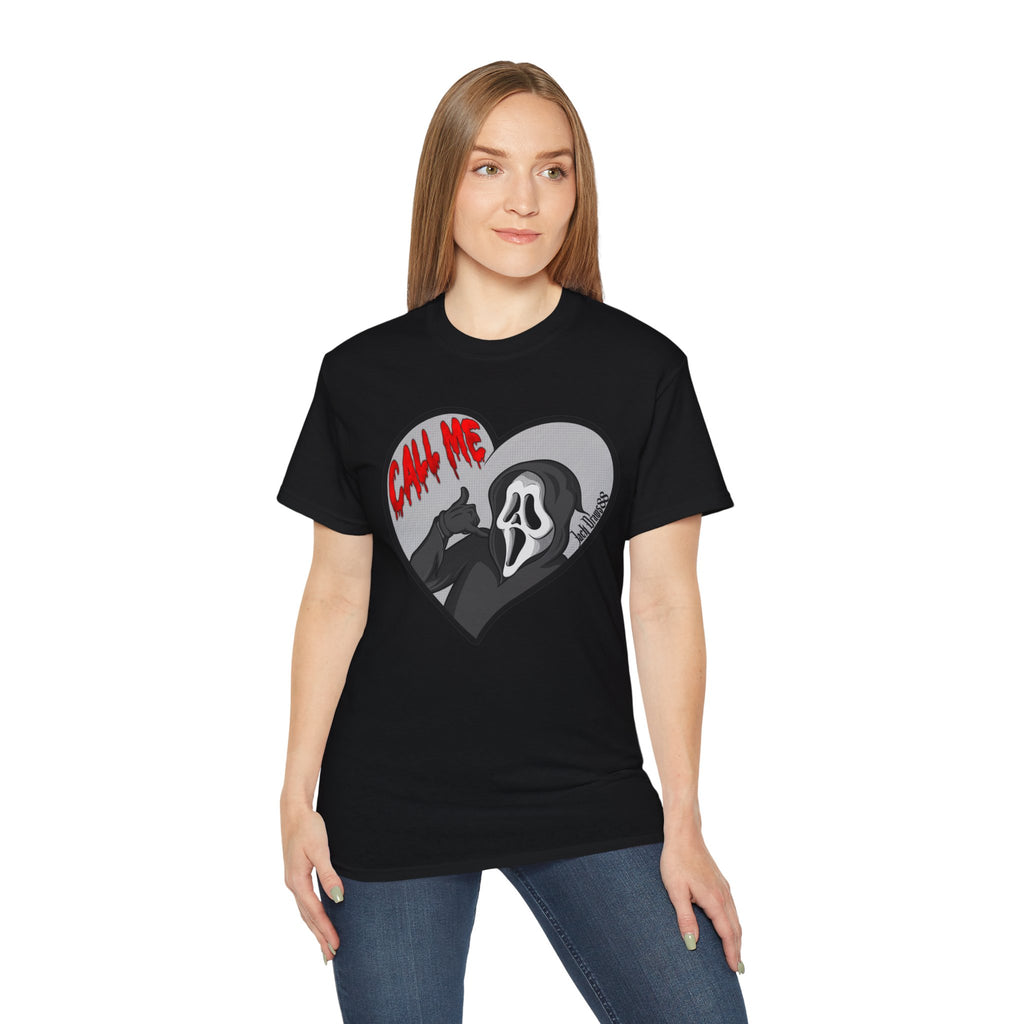 Ghostface Call Me Heart – Horror Parody Unisex Tee