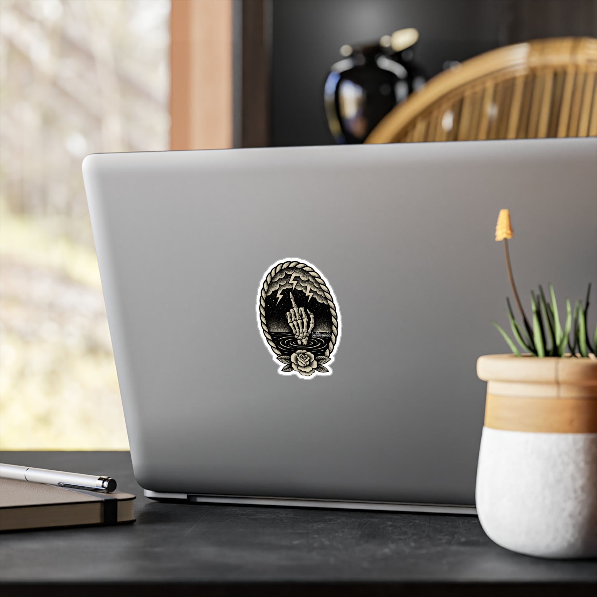 Edgy Skull Hand Vinyl Decals